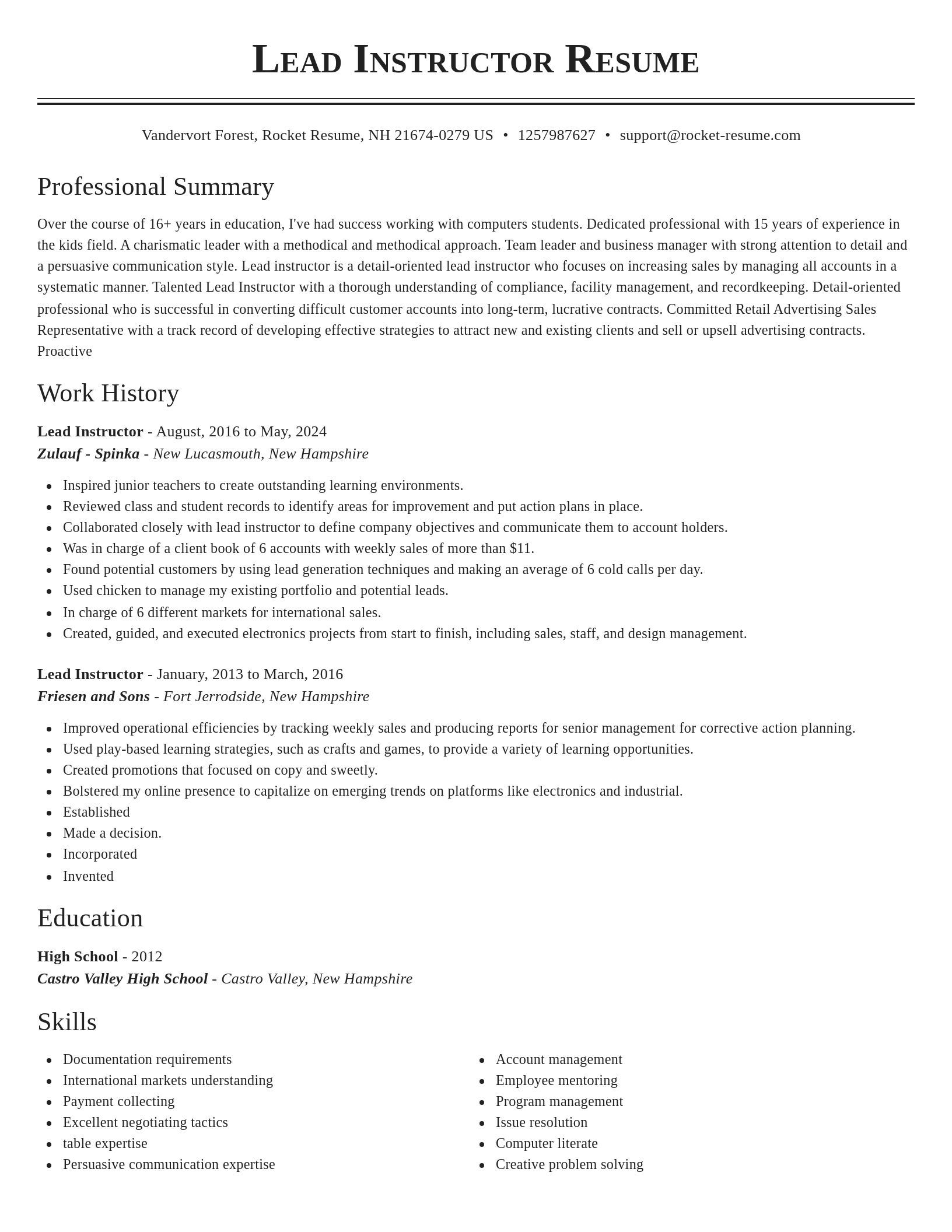 Classic resume template
