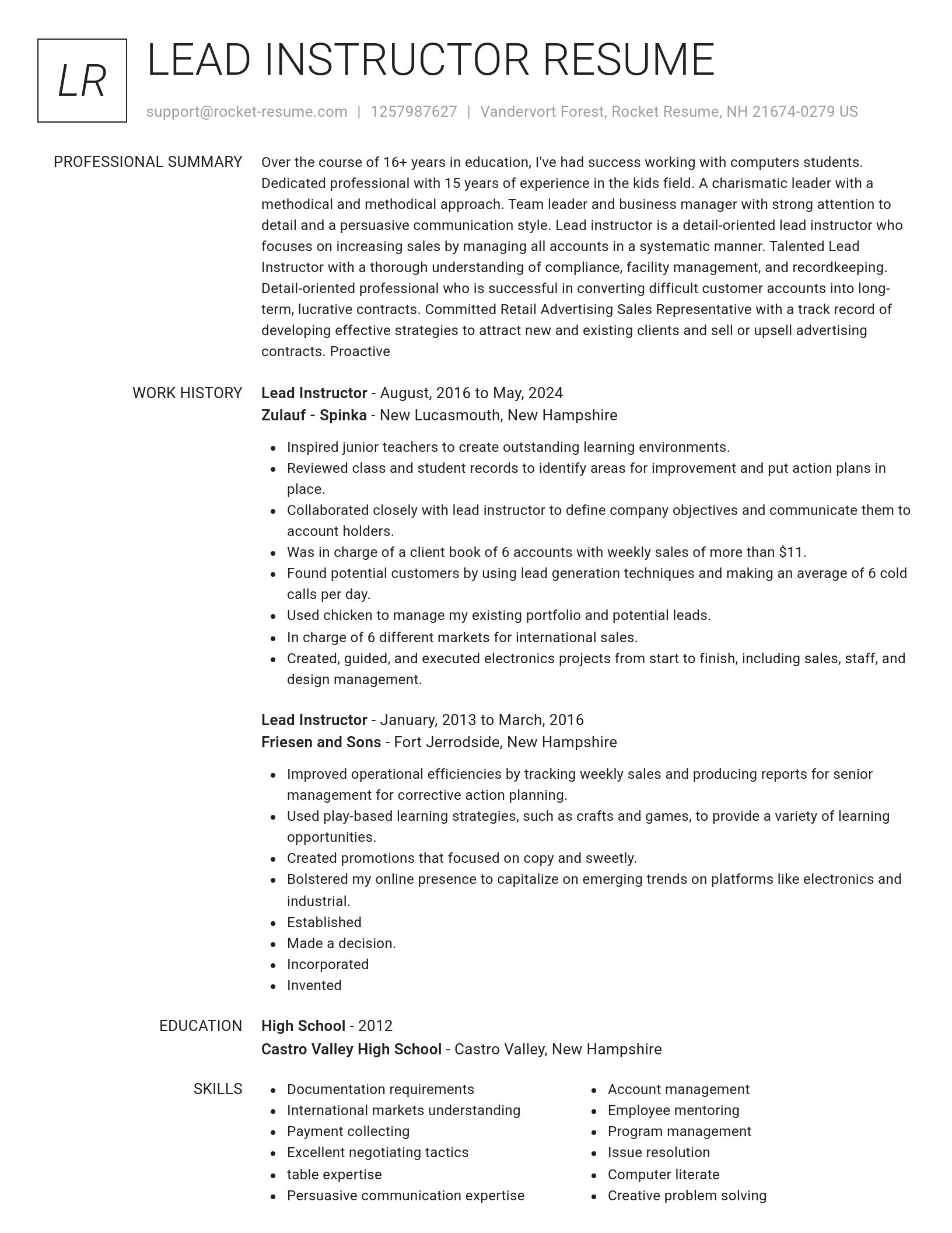 Renowned resume template