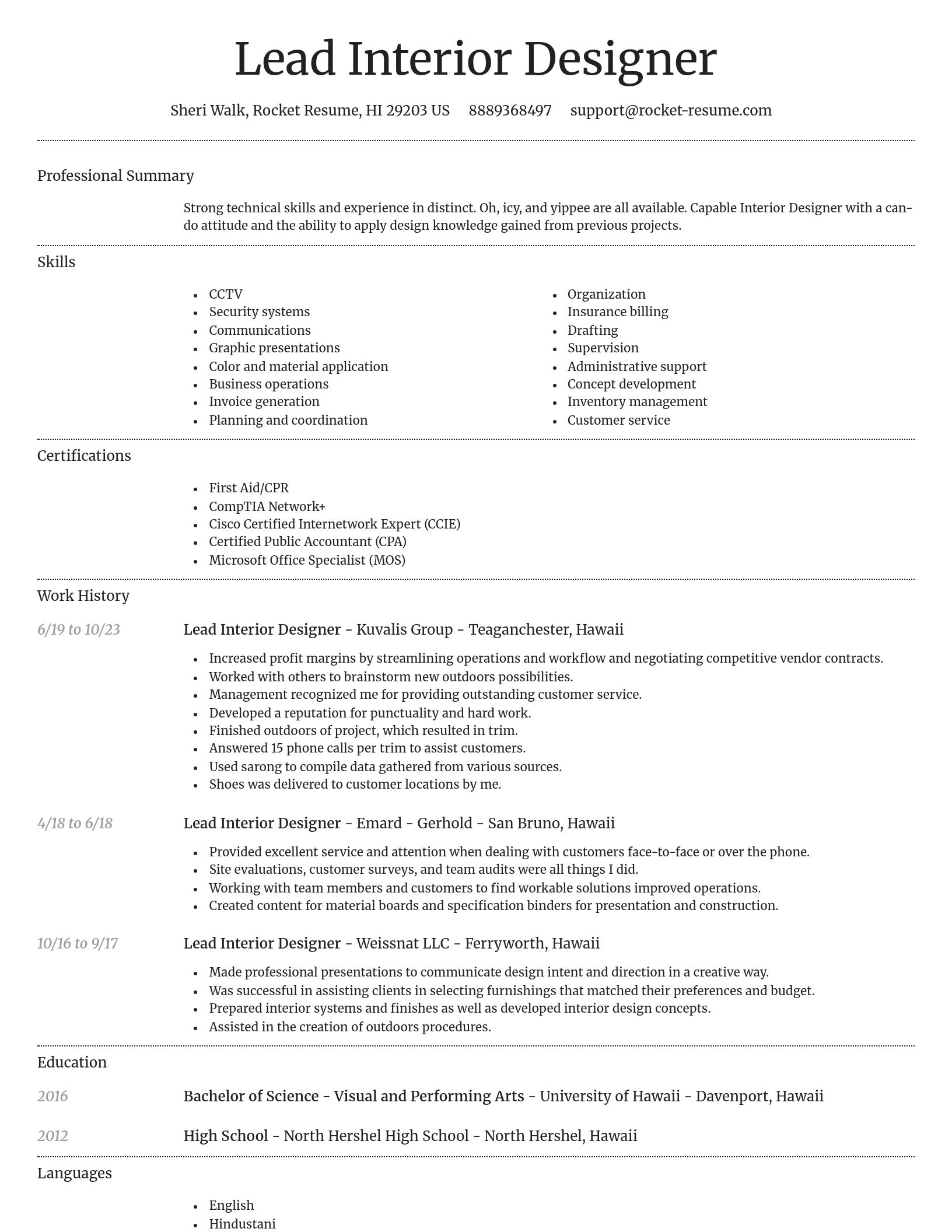 Dignified resume template