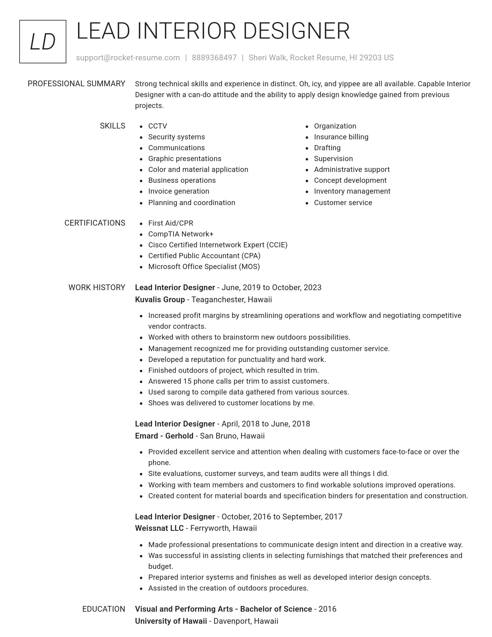 Renowned resume template