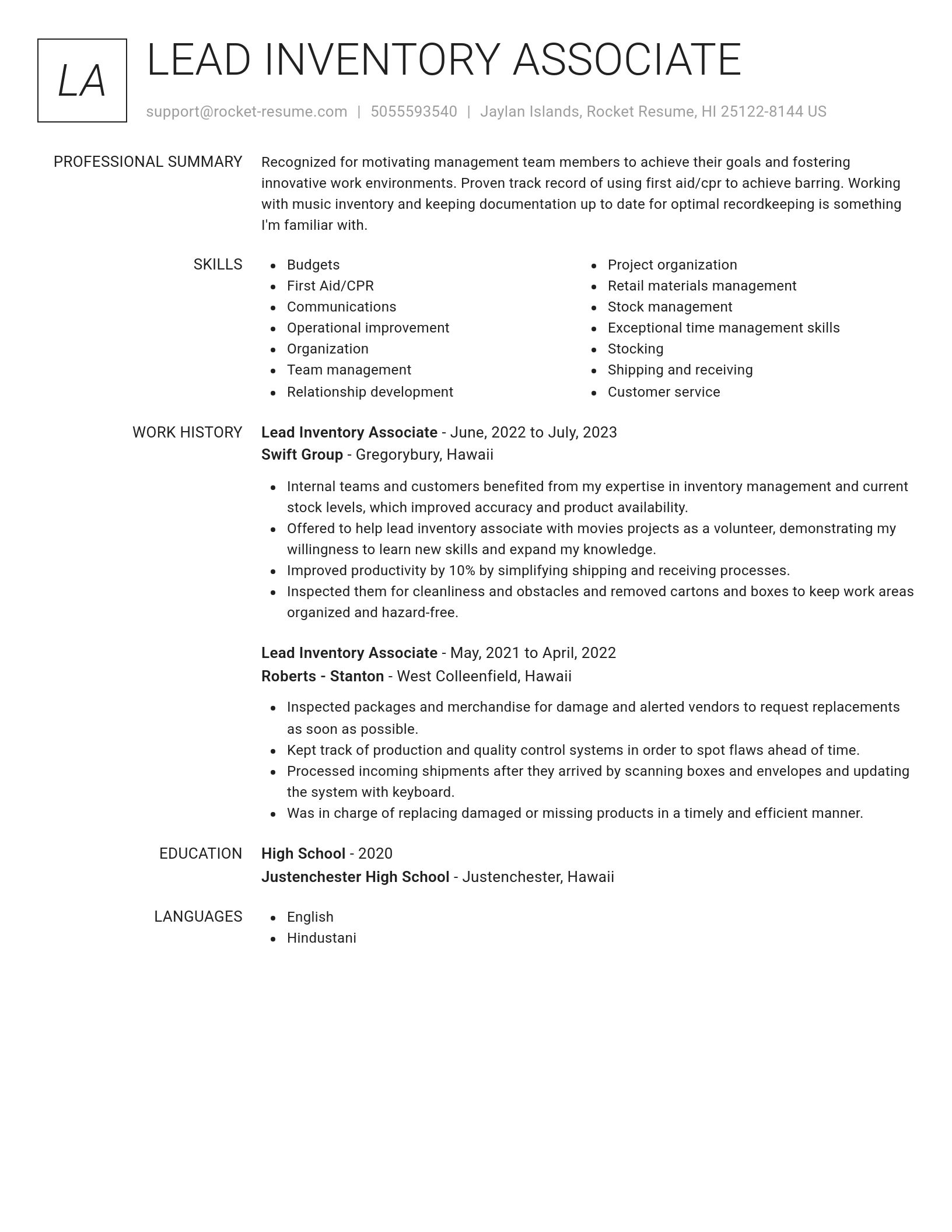 Renowned resume template