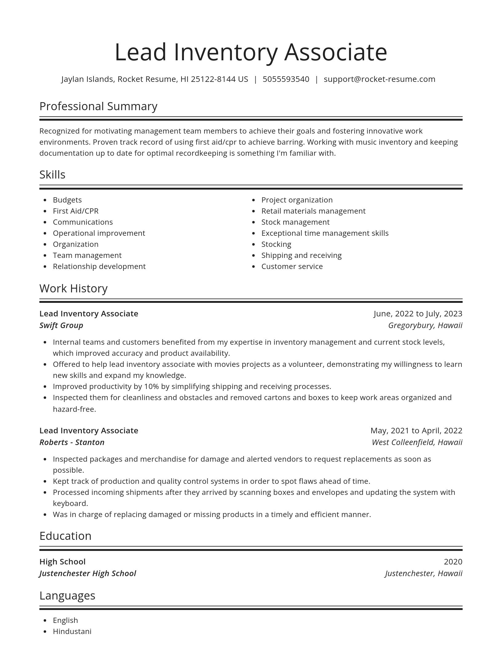 Spotlight resume template