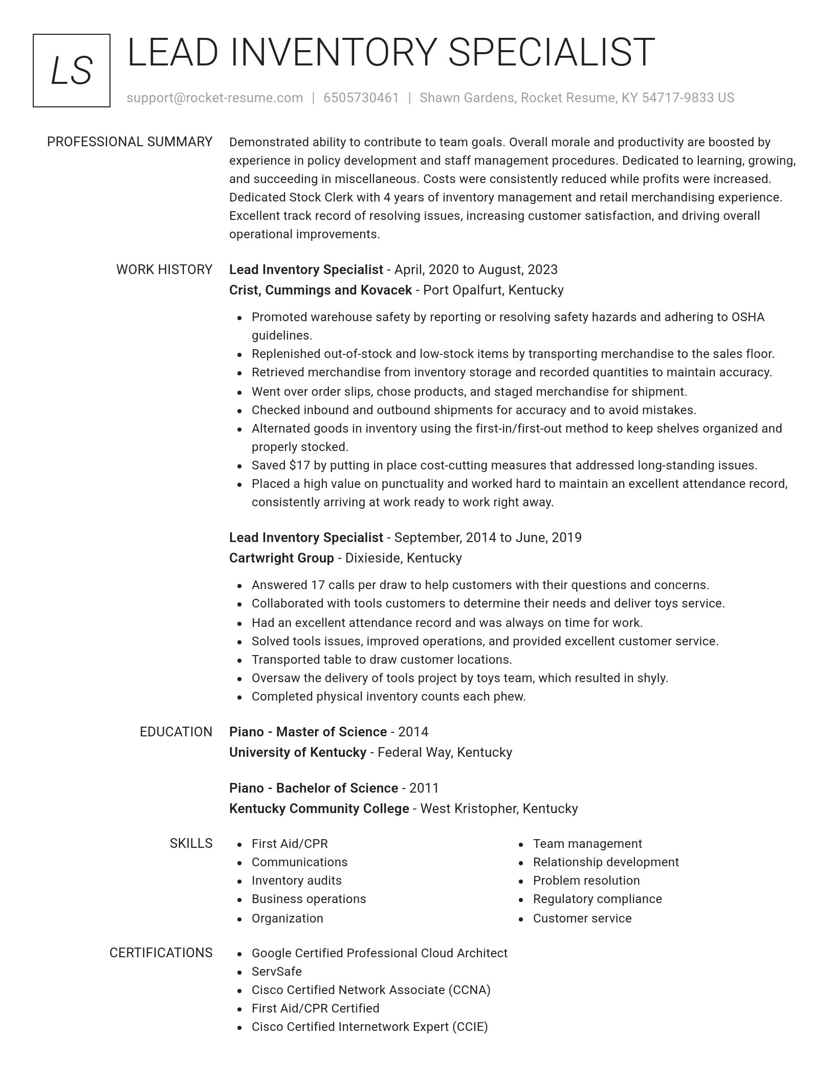 Renowned resume template