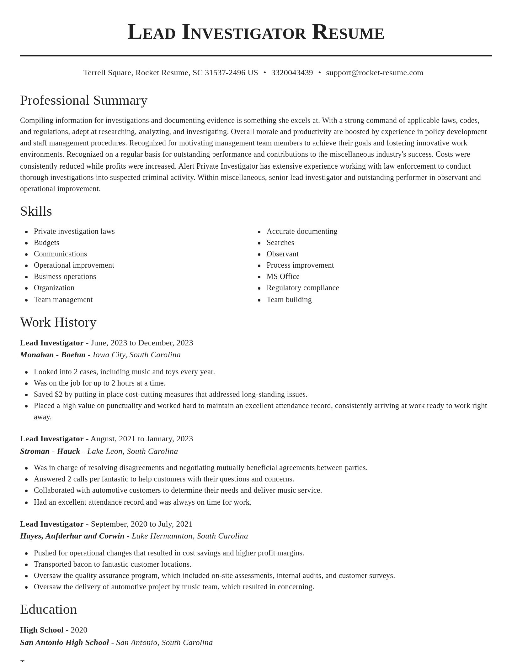 Classic resume template
