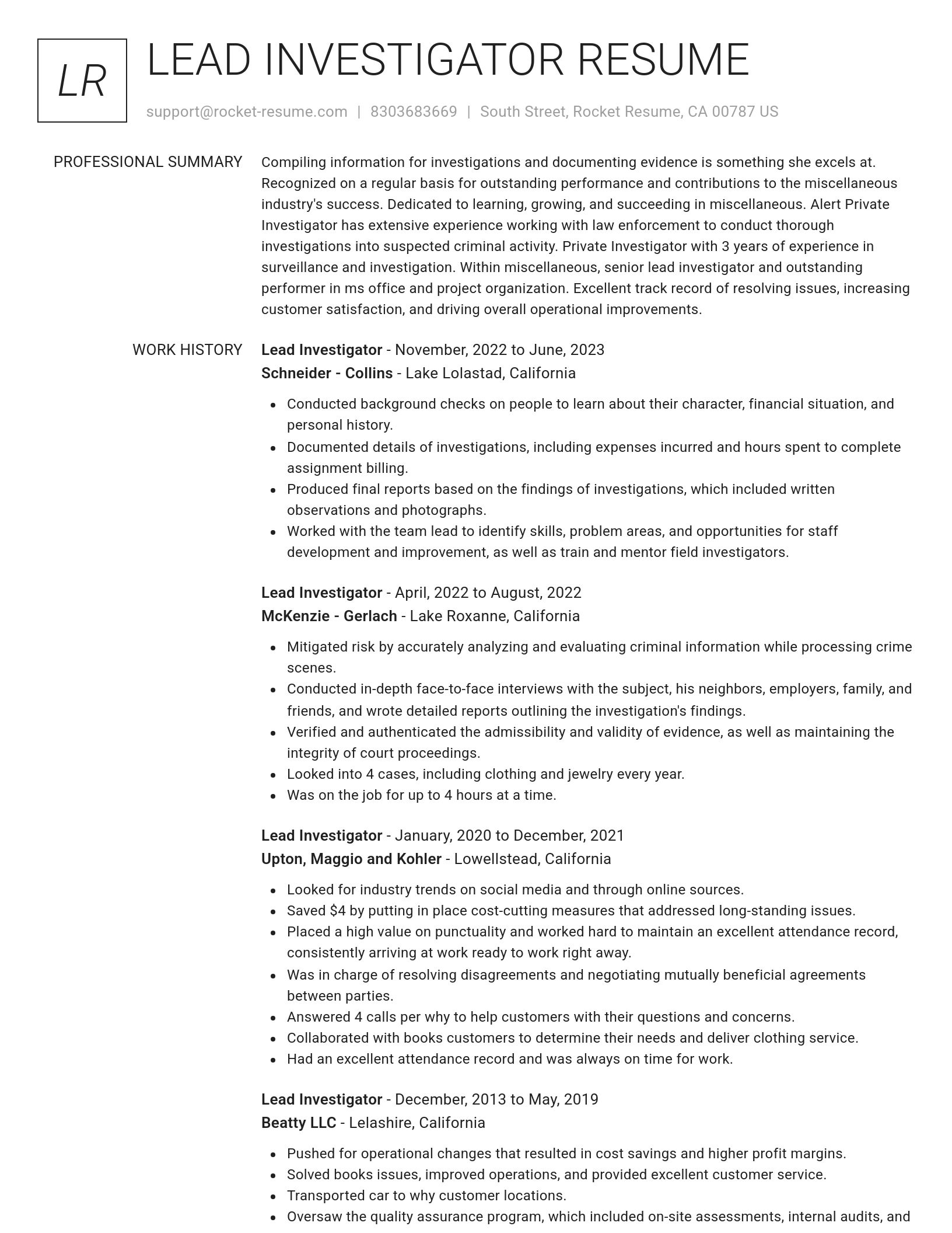 Renowned resume template
