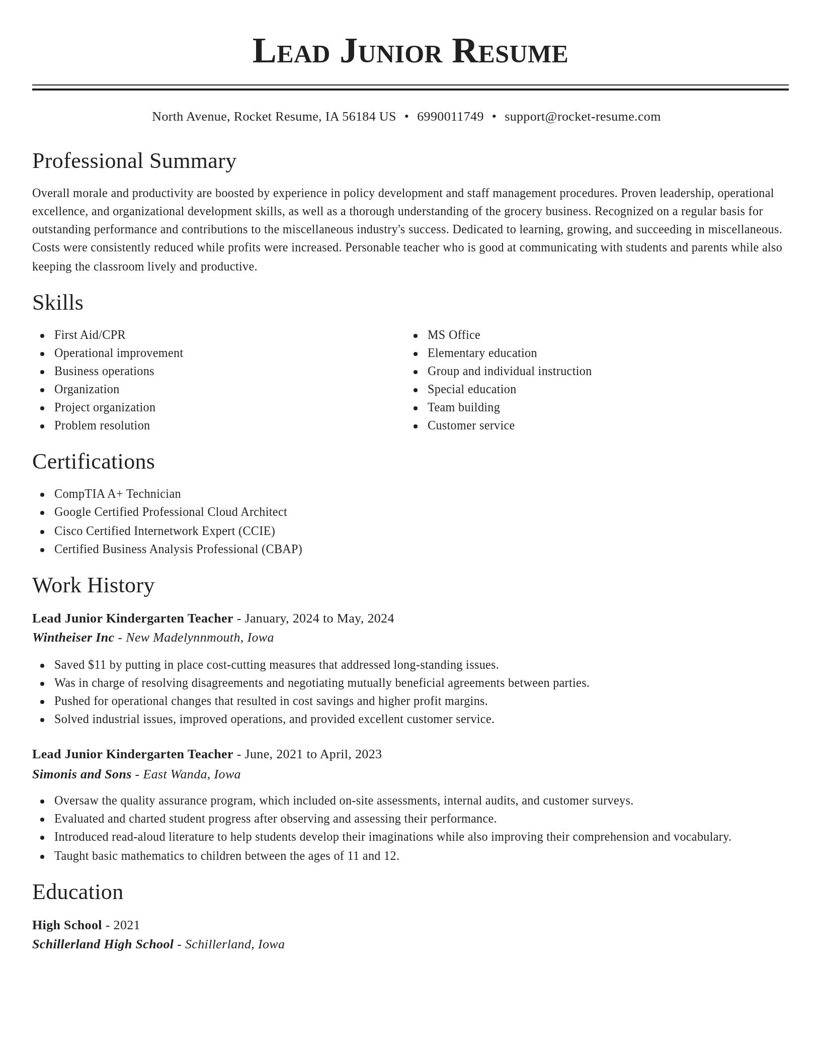Classic resume template