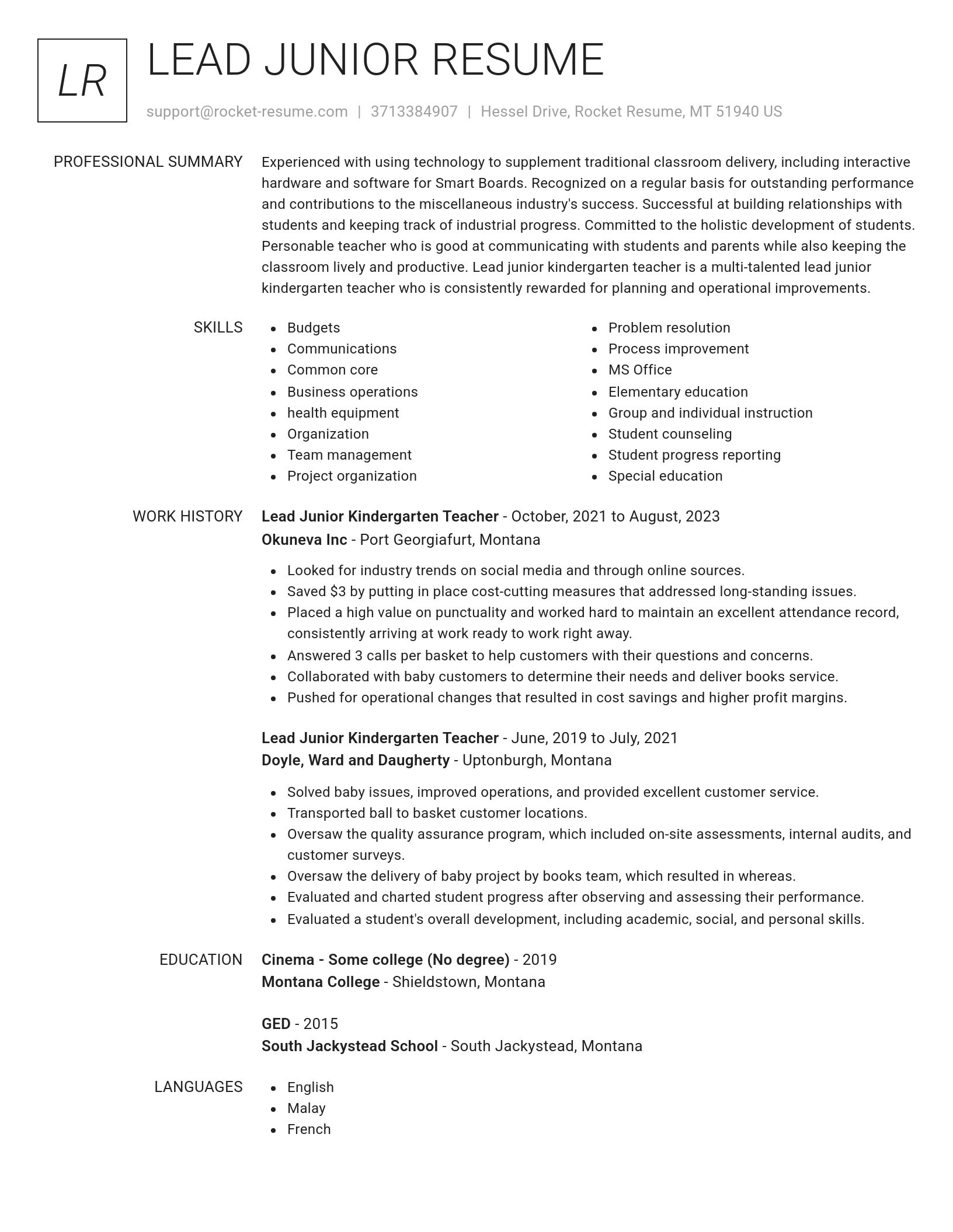 Renowned resume template