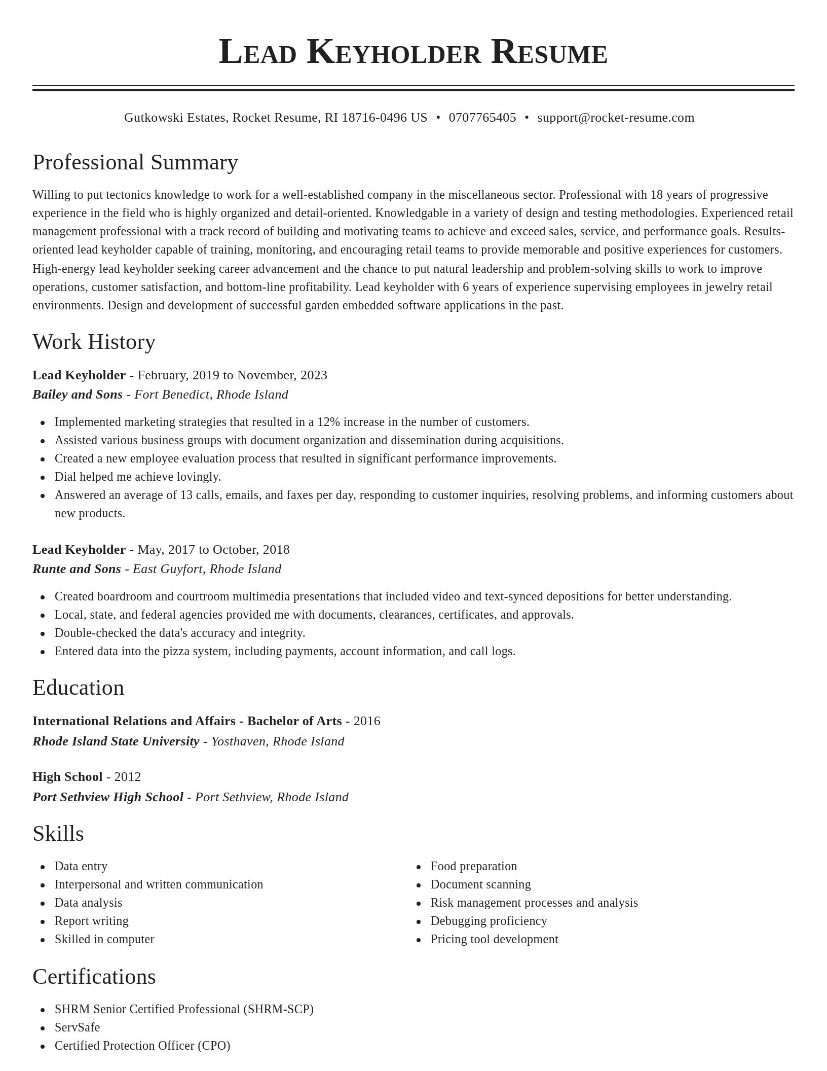 Classic resume template