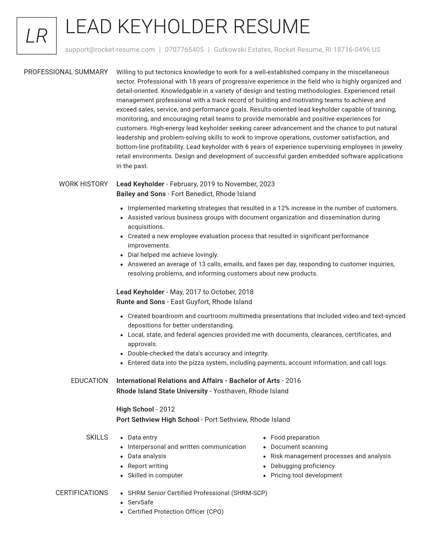 Renowned resume template