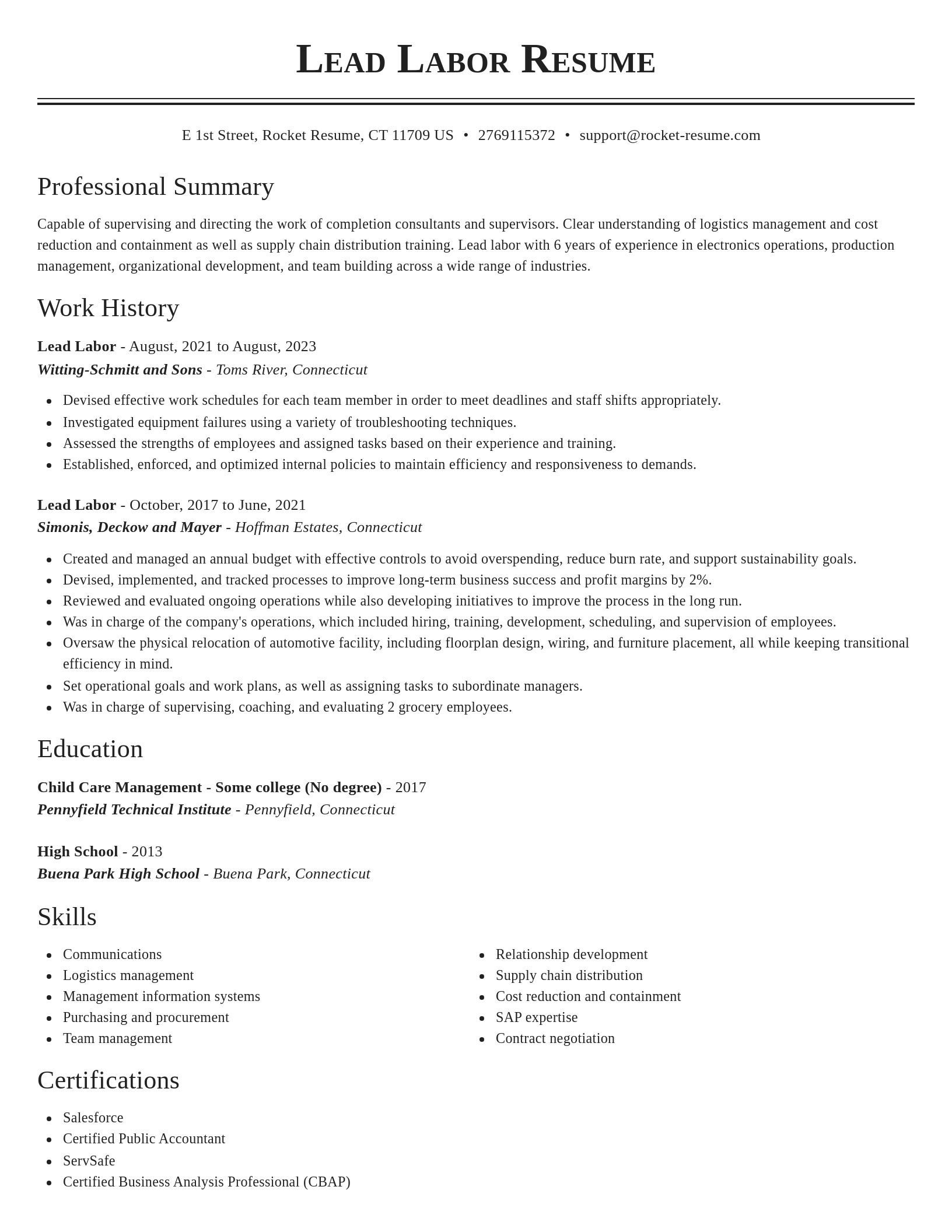 Classic resume template