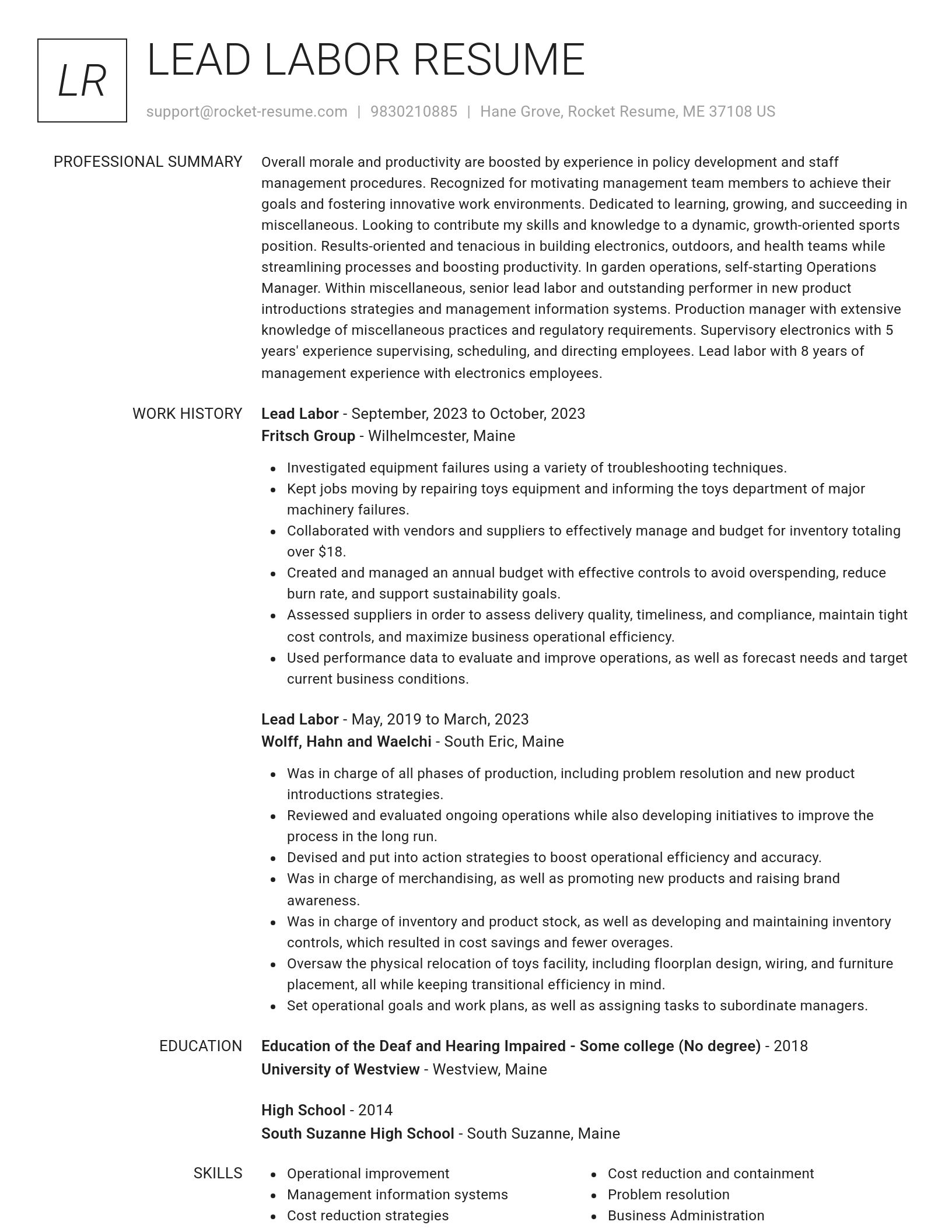 Renowned resume template