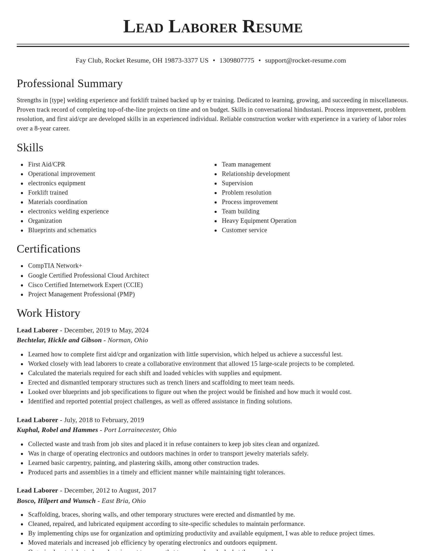 Classic resume template