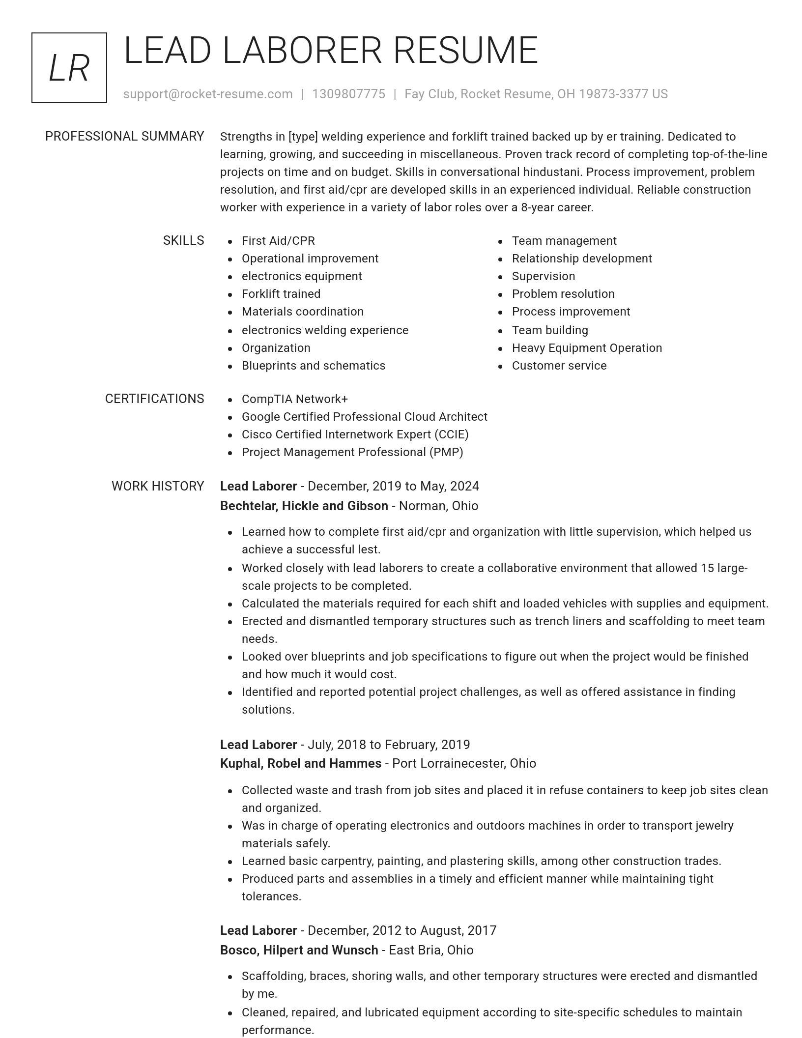 Renowned resume template