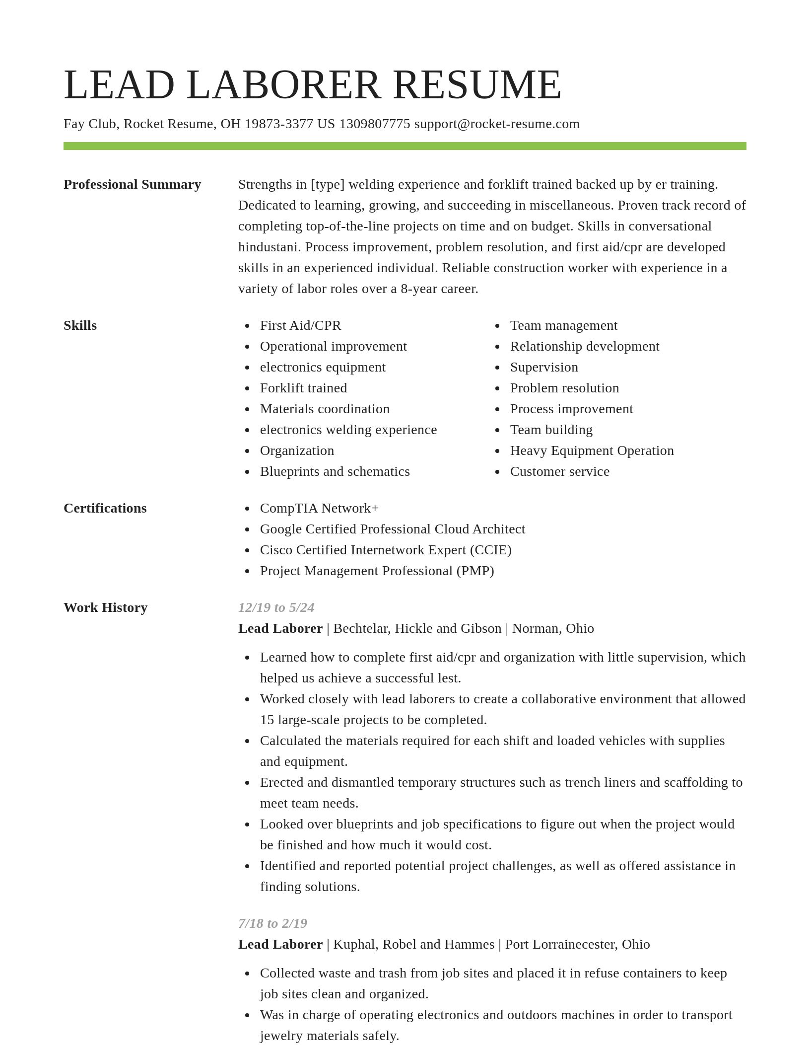 Smart resume template
