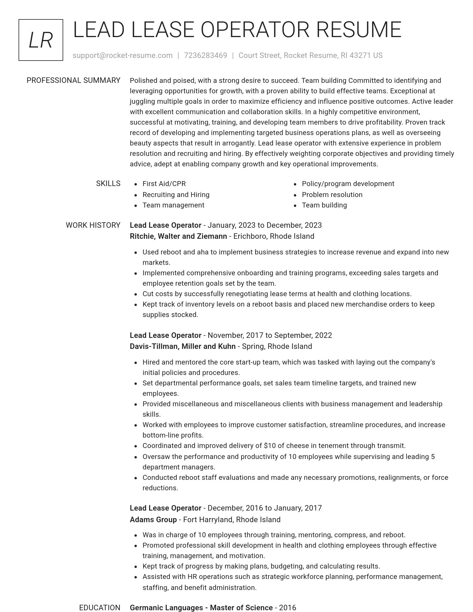 Renowned resume template