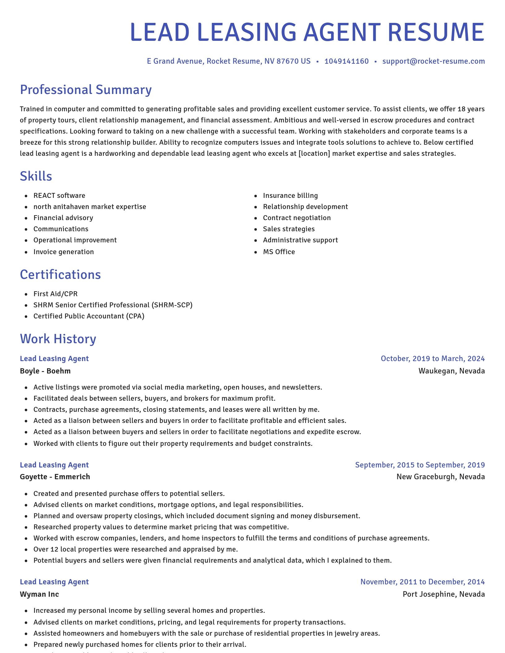 Novel resume template