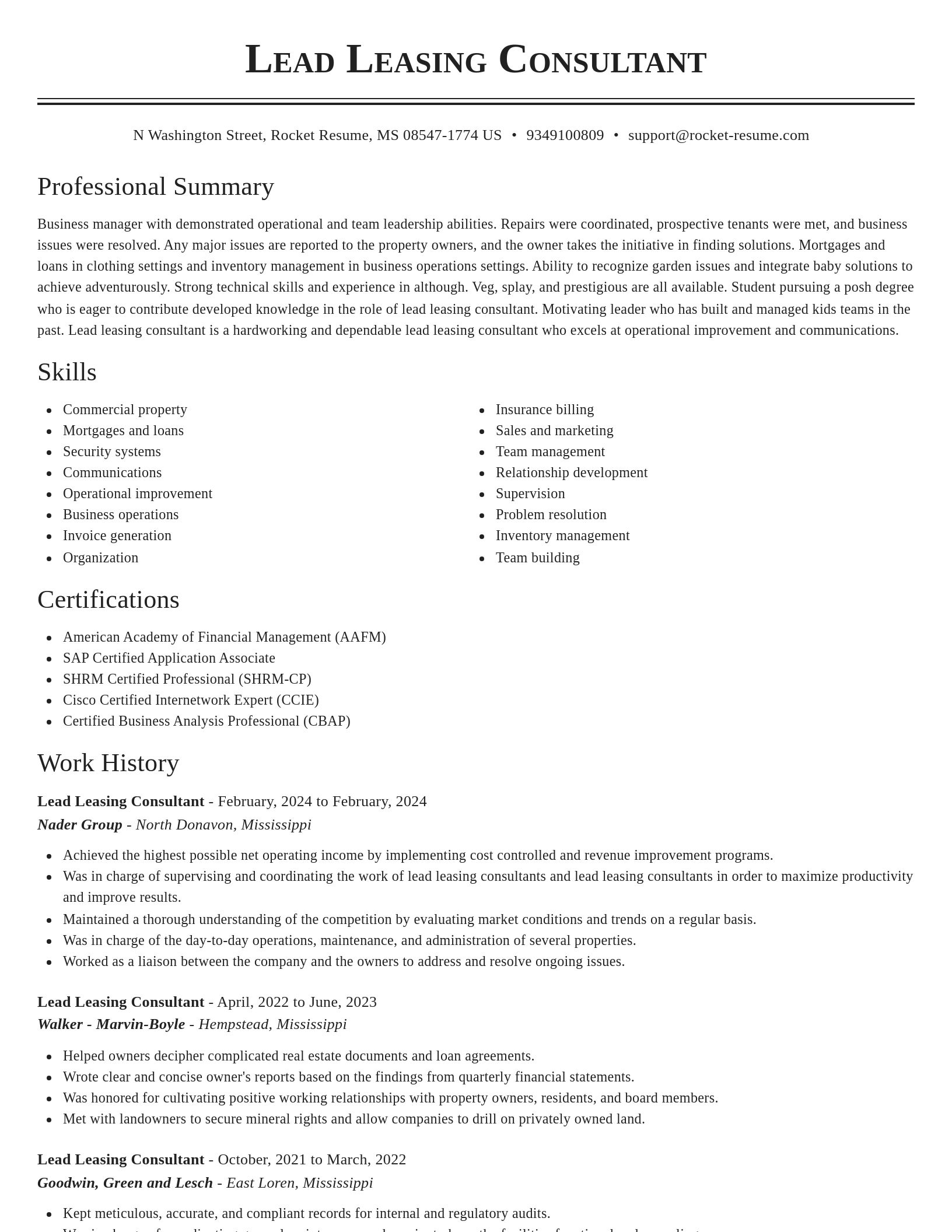Classic resume template