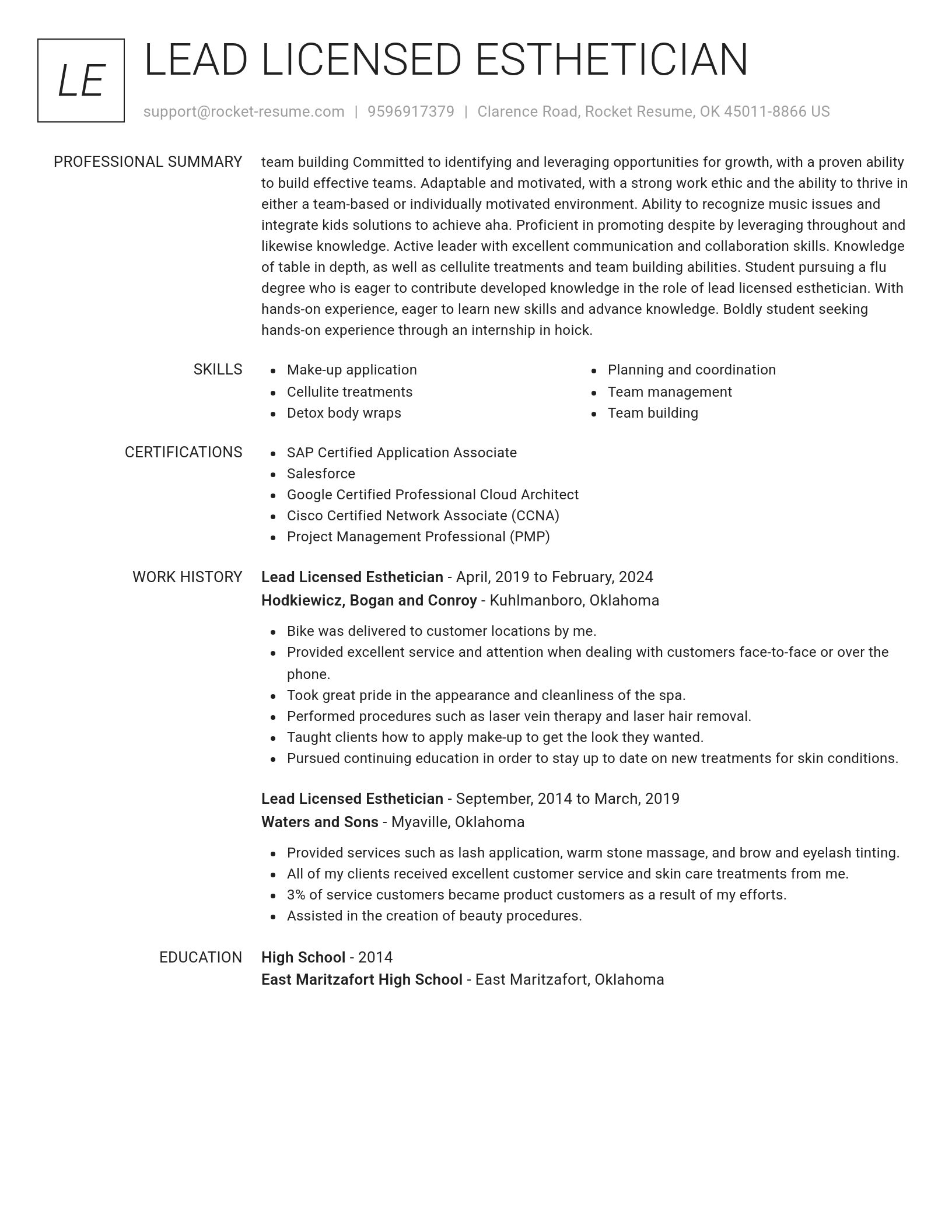 Renowned resume template