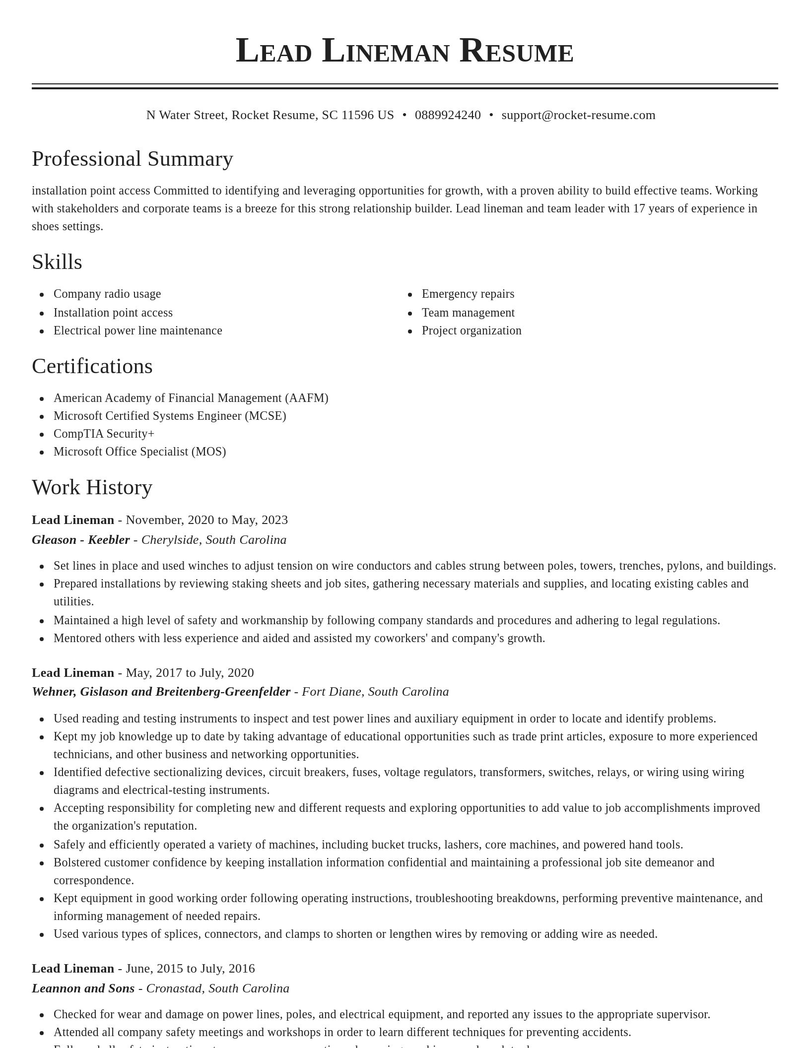 Classic resume template