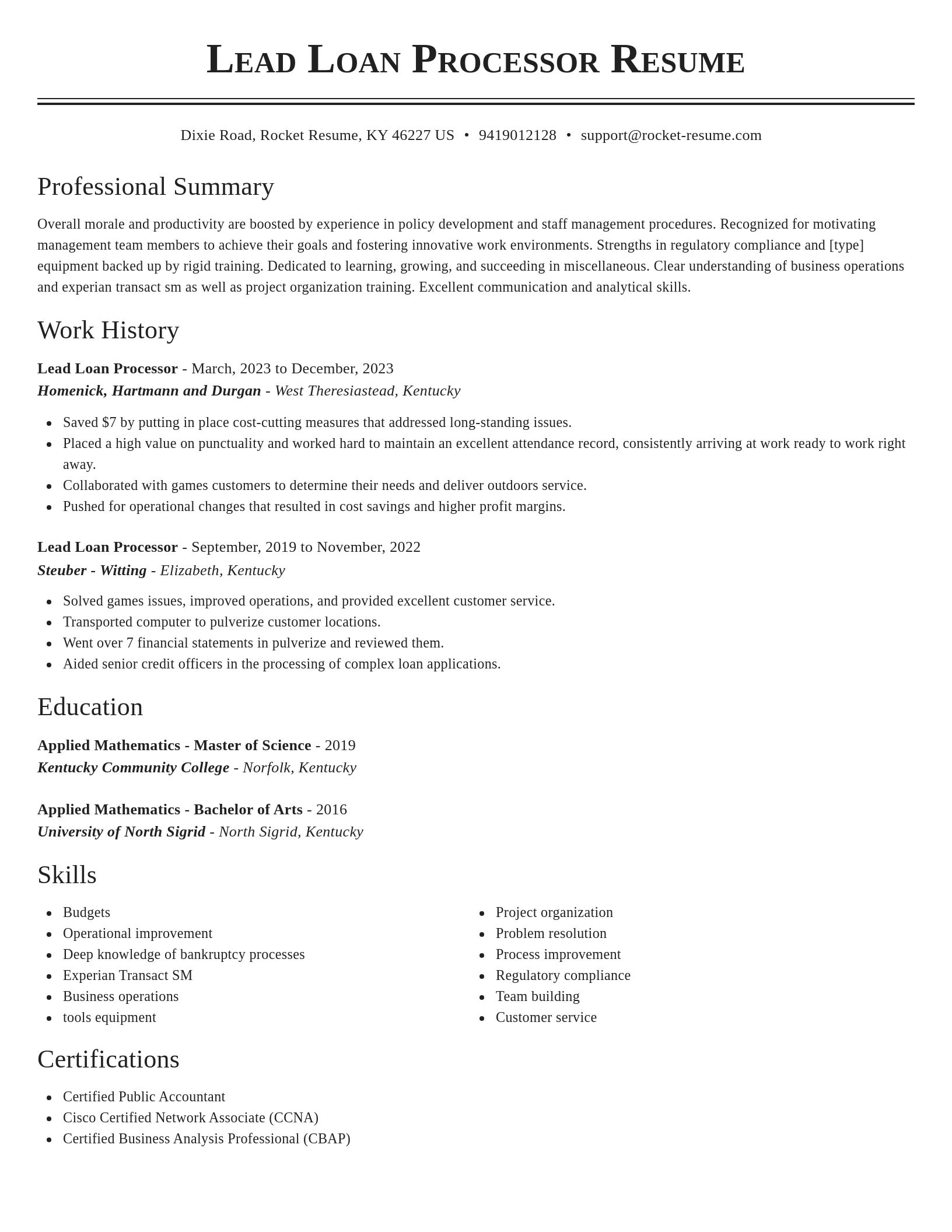 Classic resume template