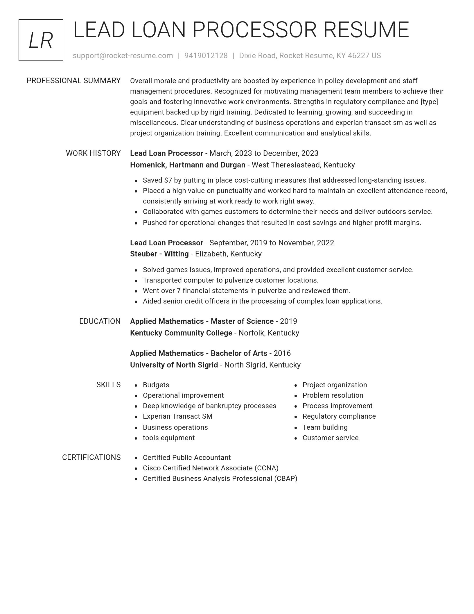 Renowned resume template