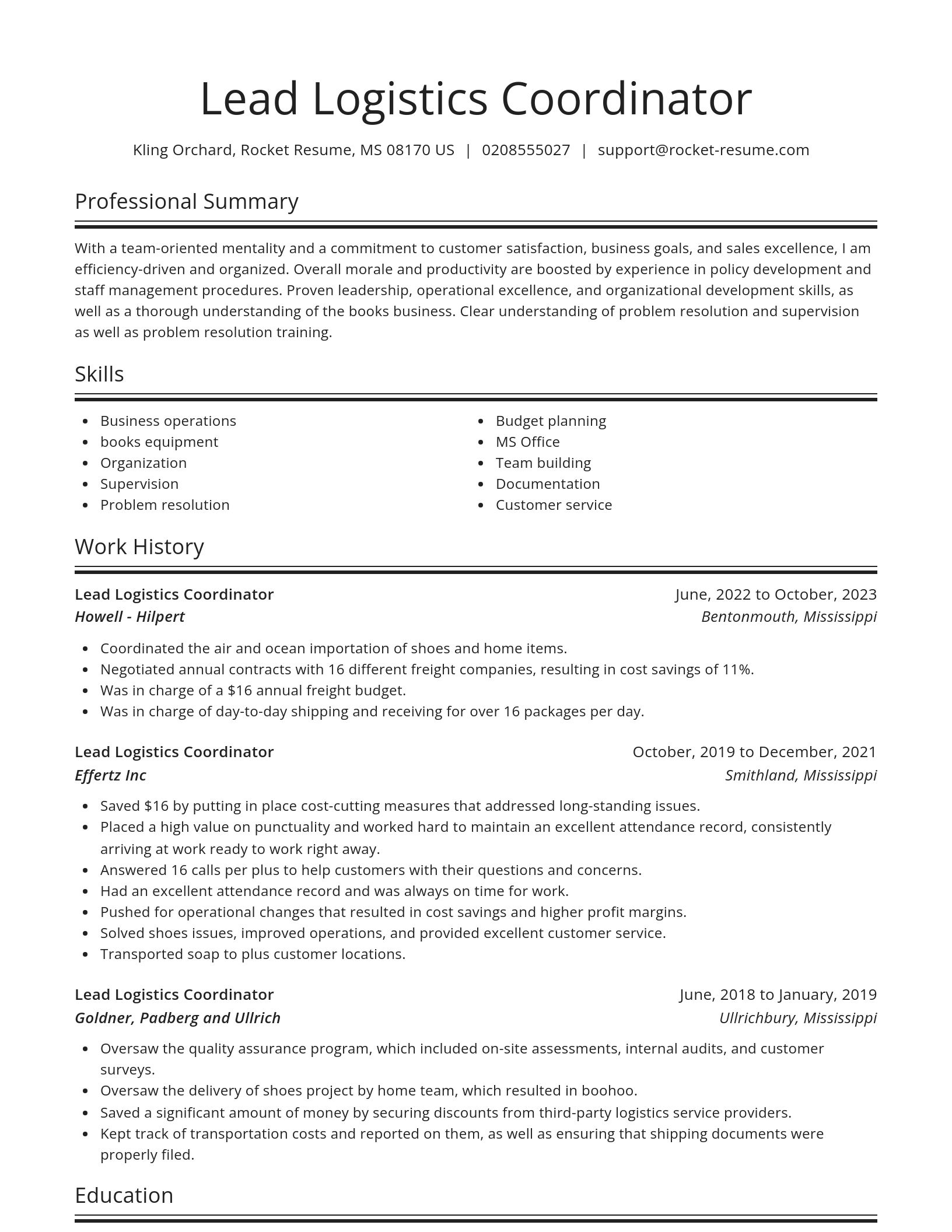 Spotlight resume template