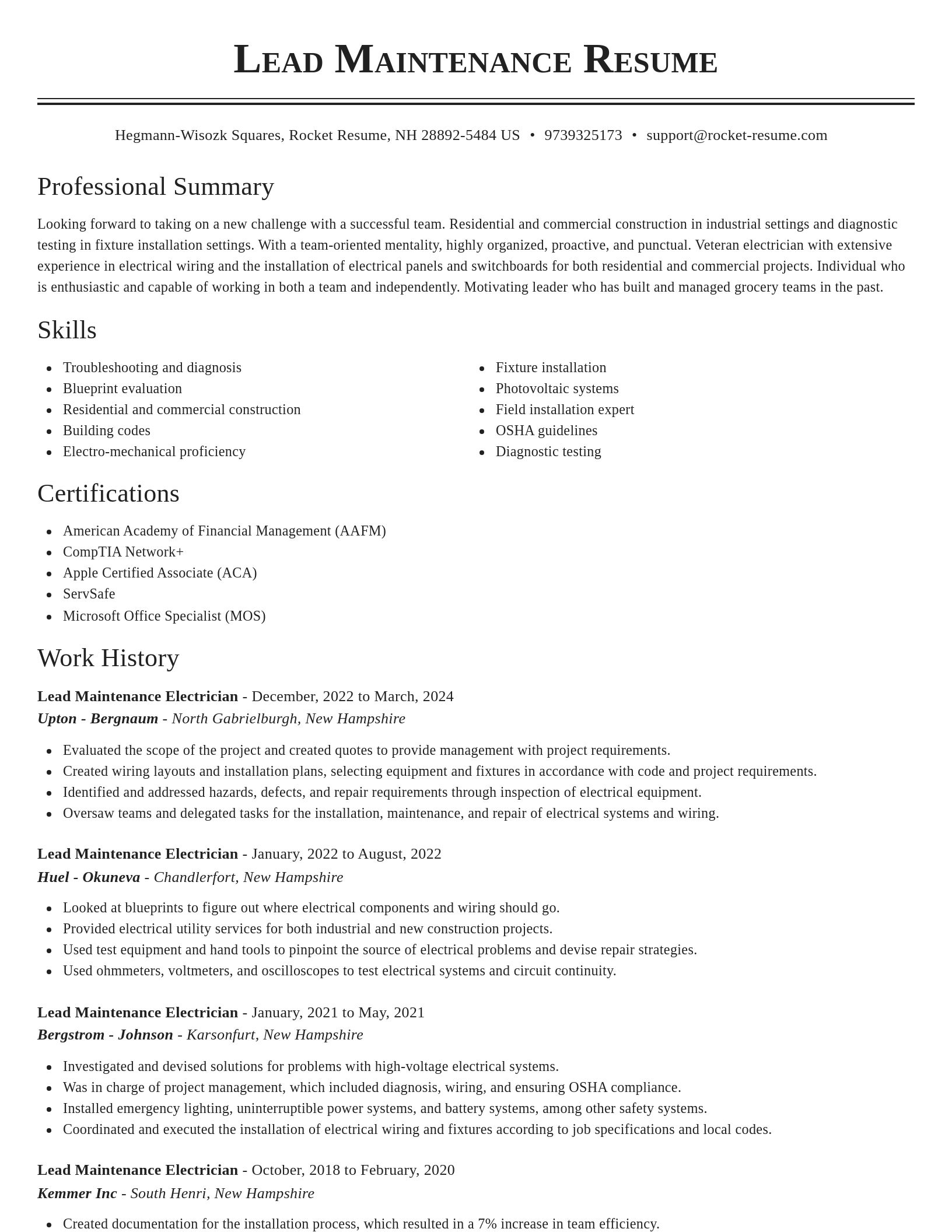 Classic resume template