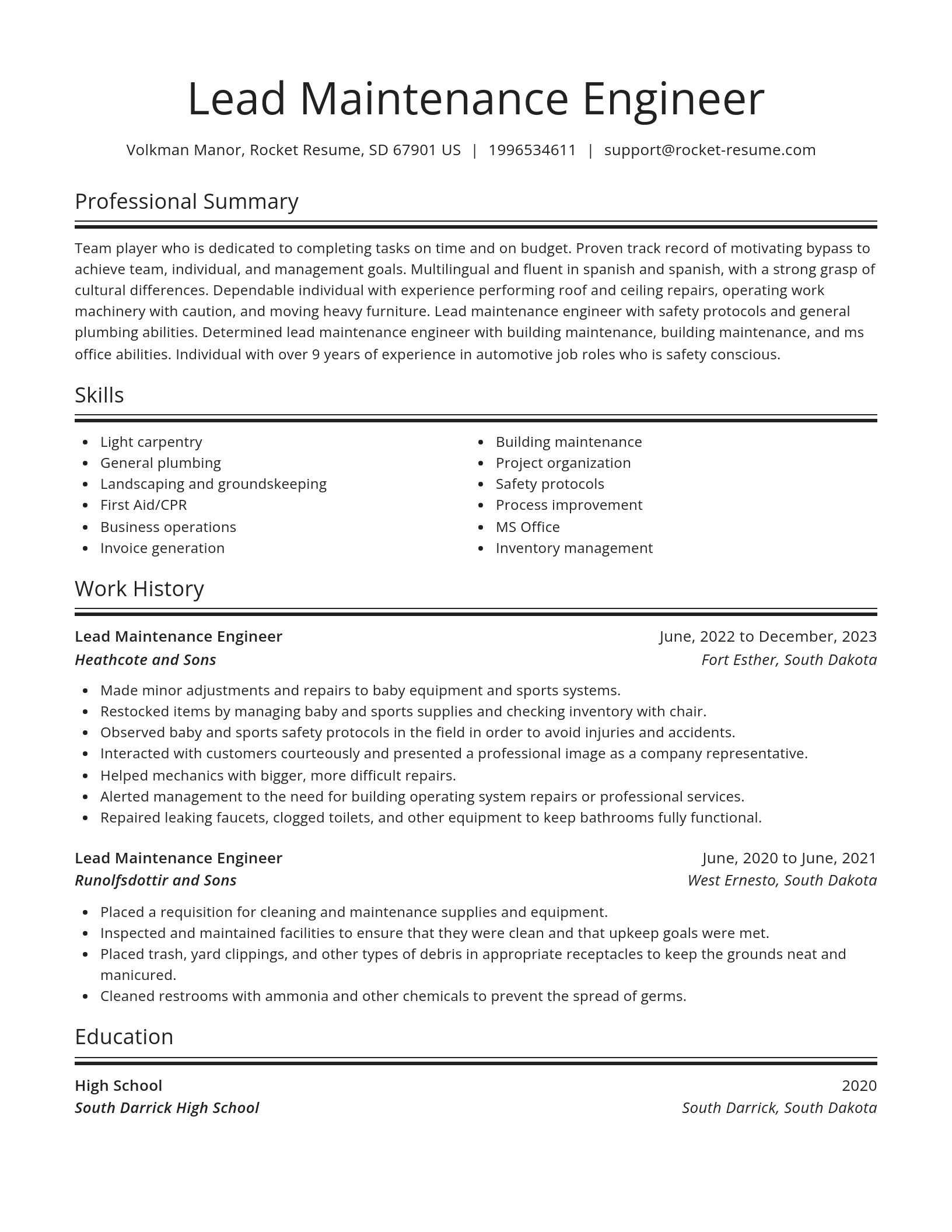 Spotlight resume template