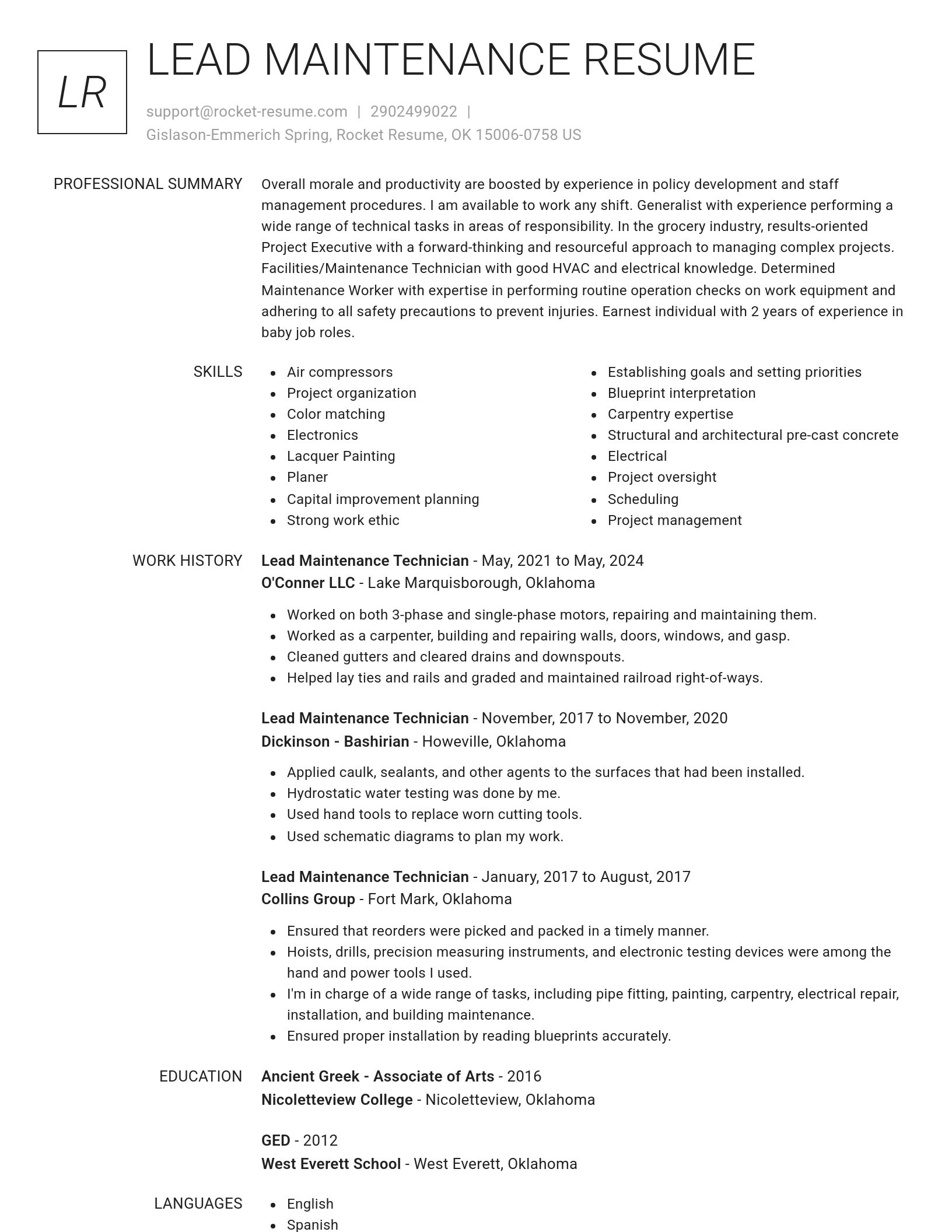 Renowned resume template