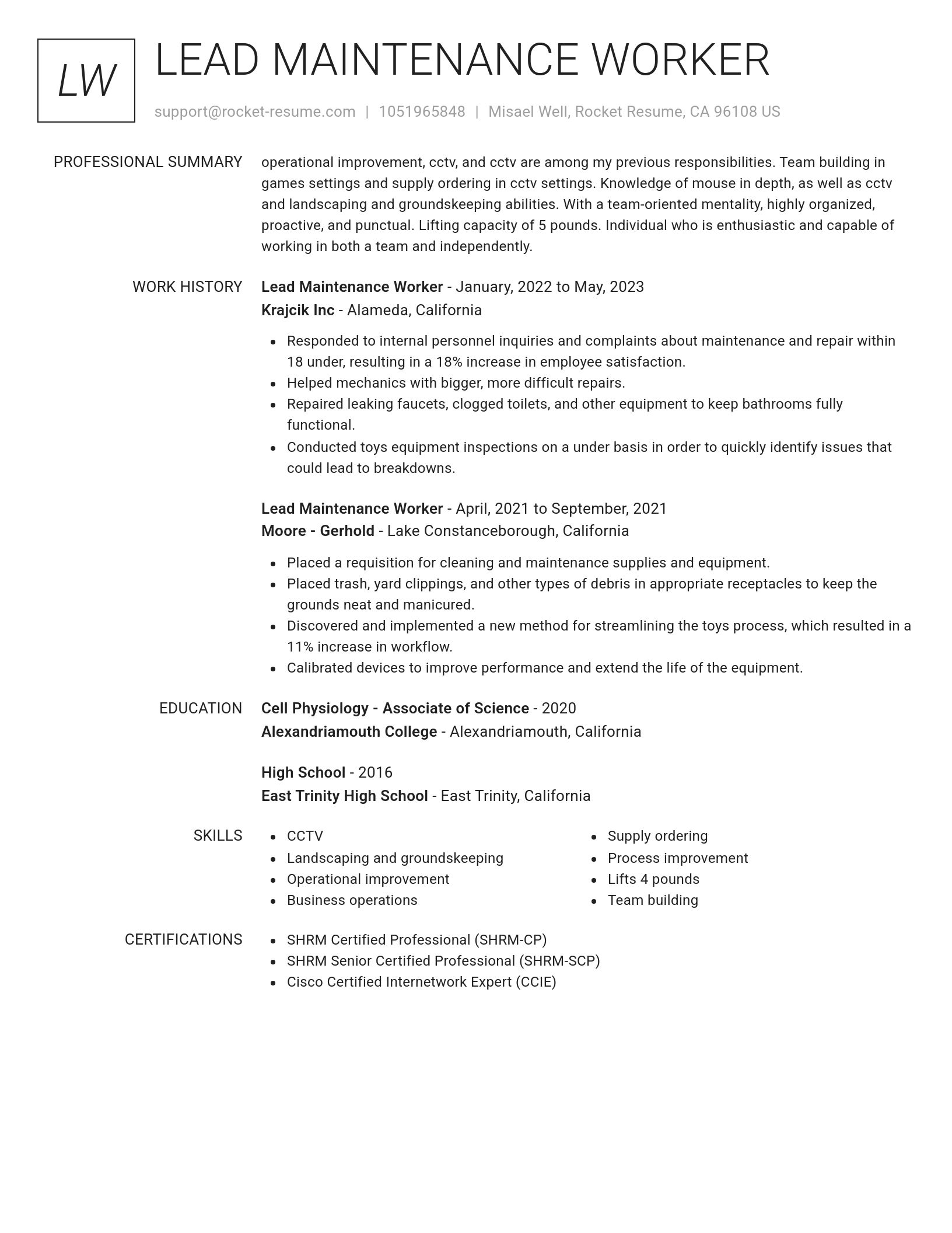 Renowned resume template