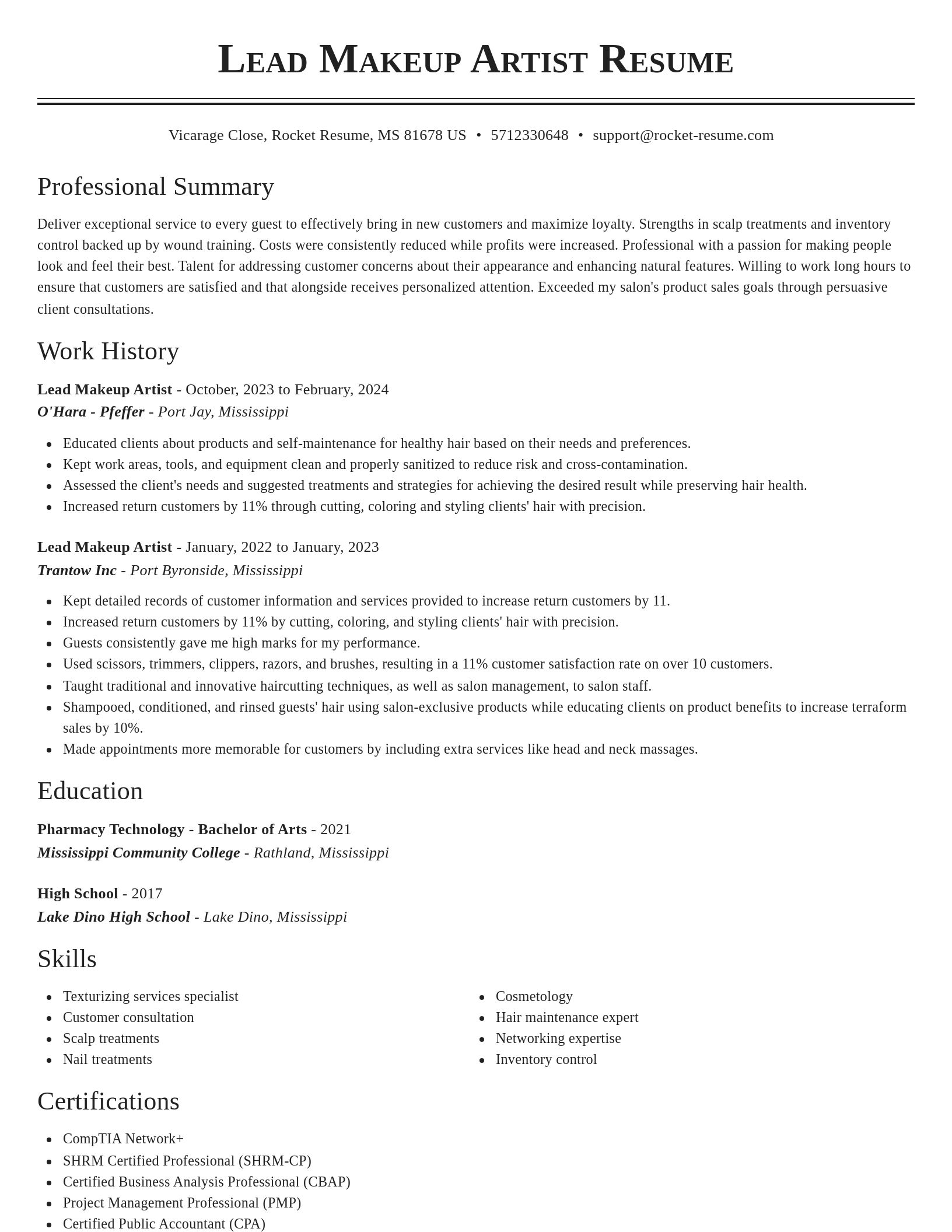 Classic resume template