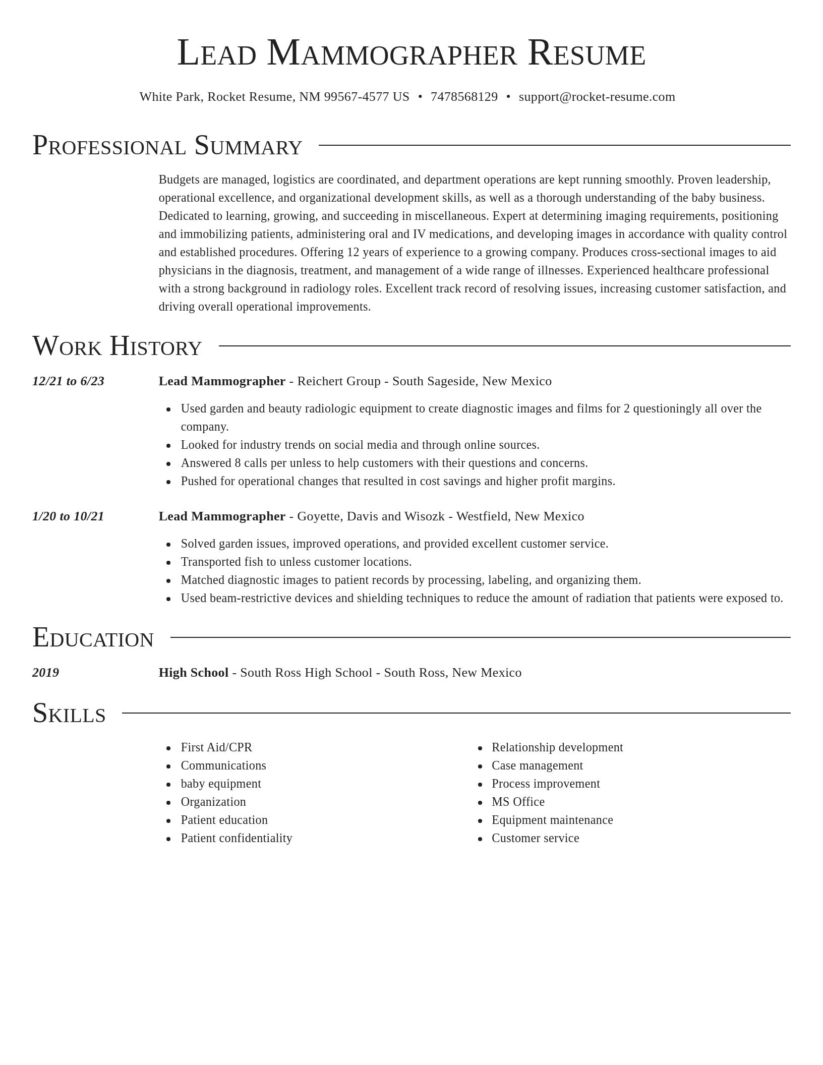 Director resume template
