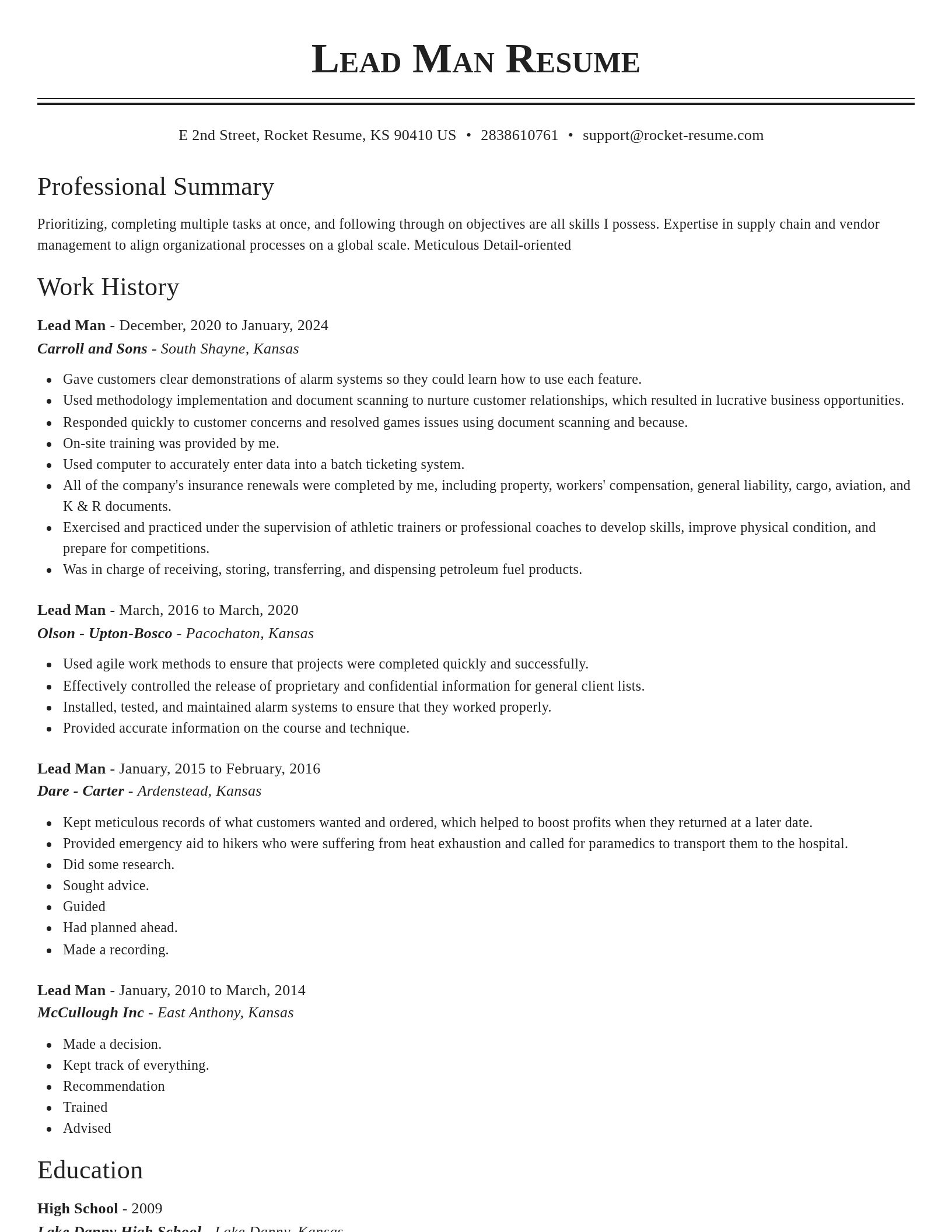 Classic resume template