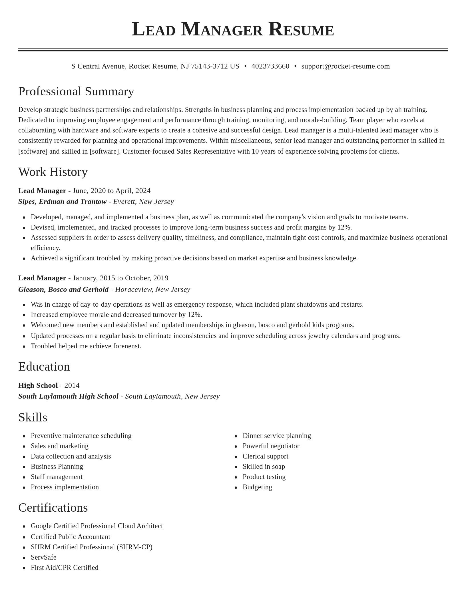 Classic resume template