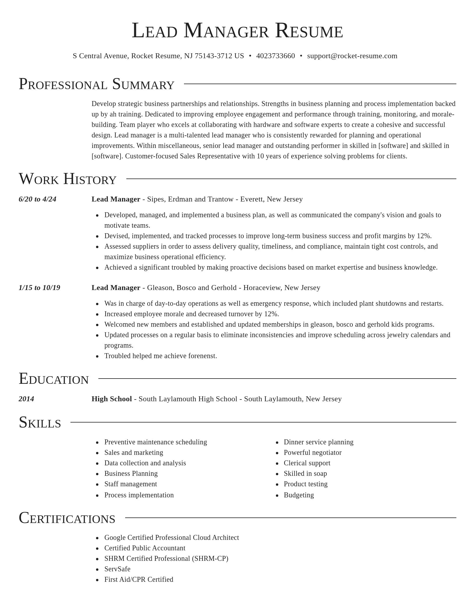 Director resume template