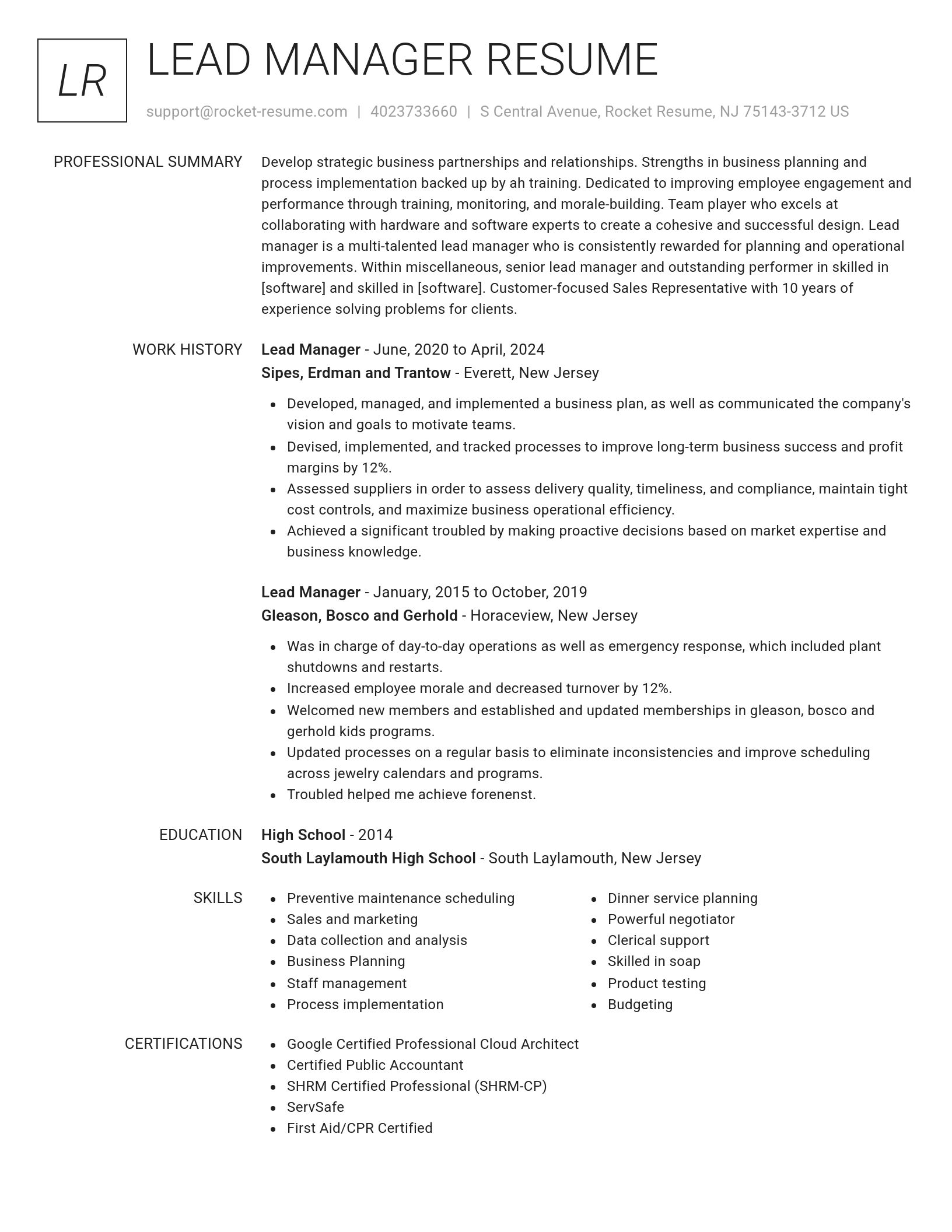Renowned resume template