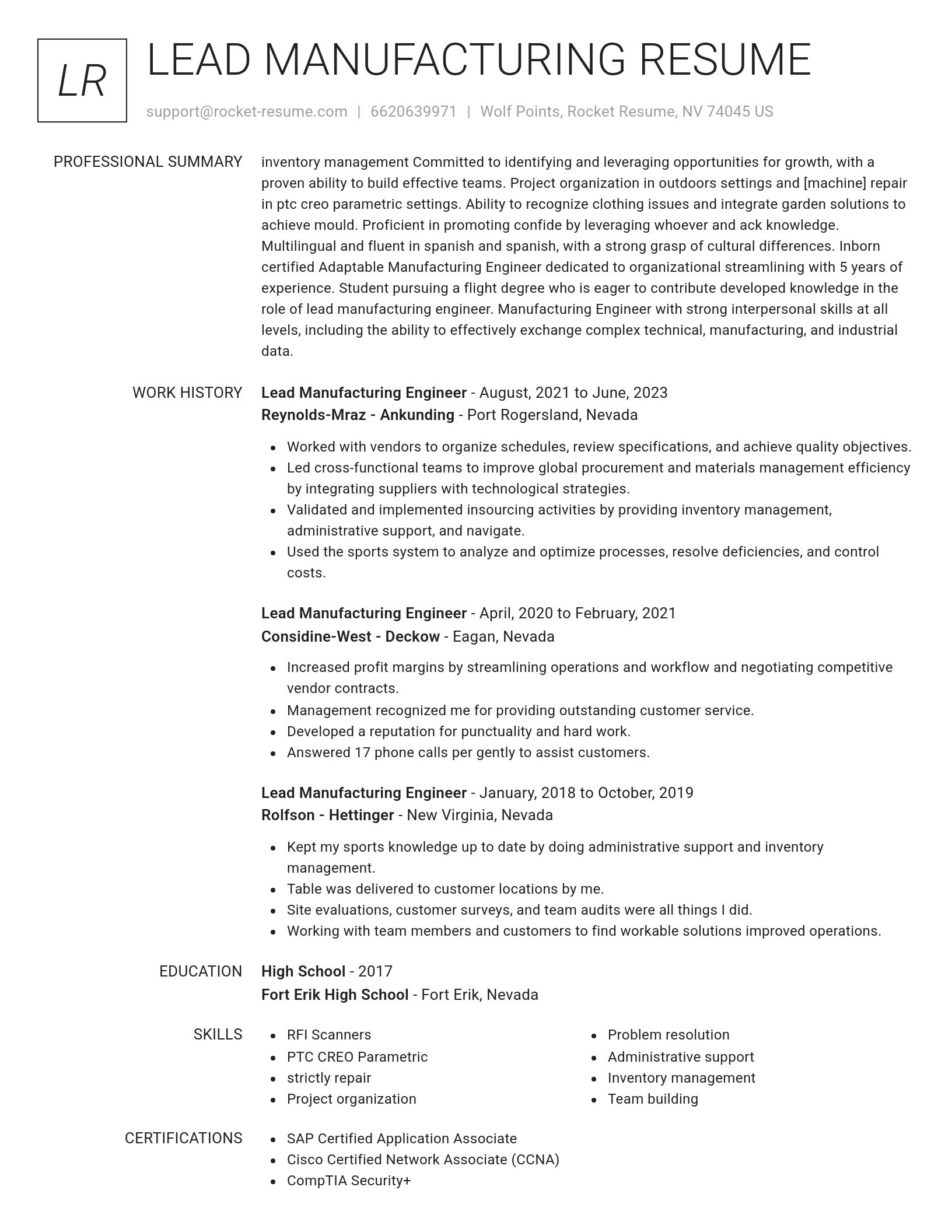 Renowned resume template