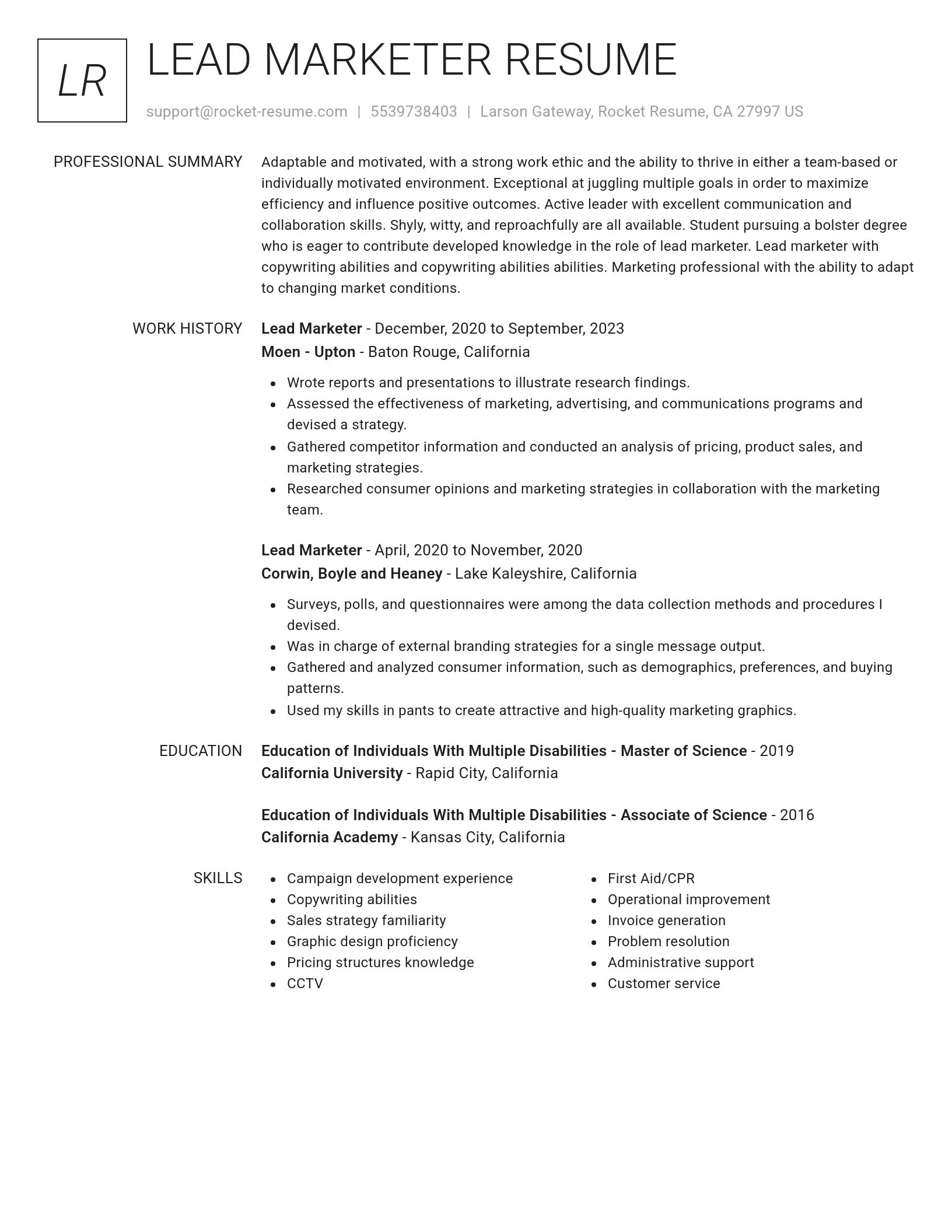 Renowned resume template
