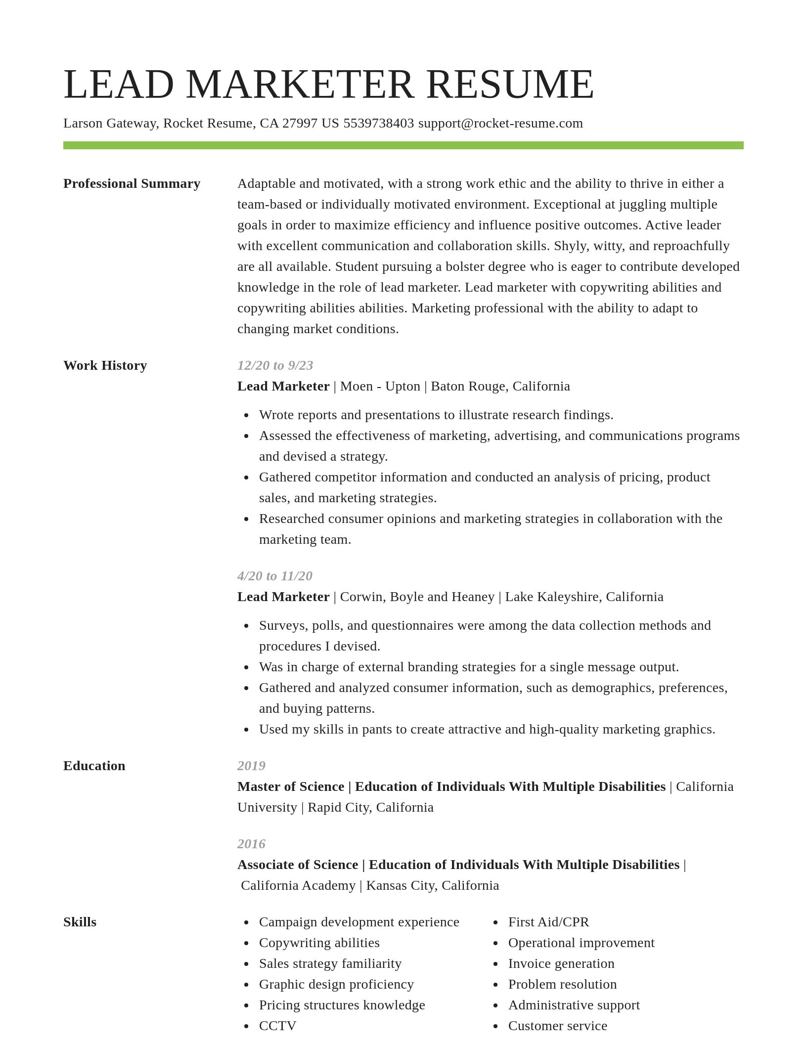 Smart resume template