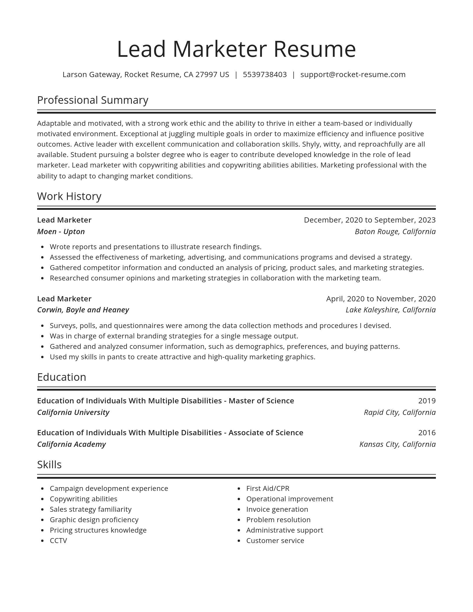 Spotlight resume template