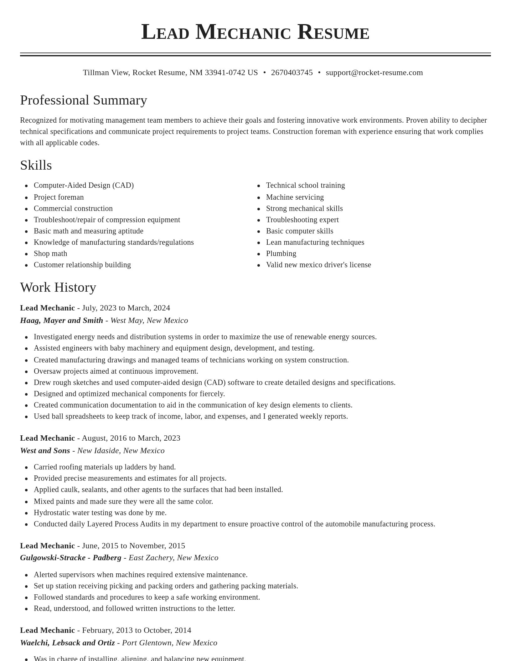 Classic resume template