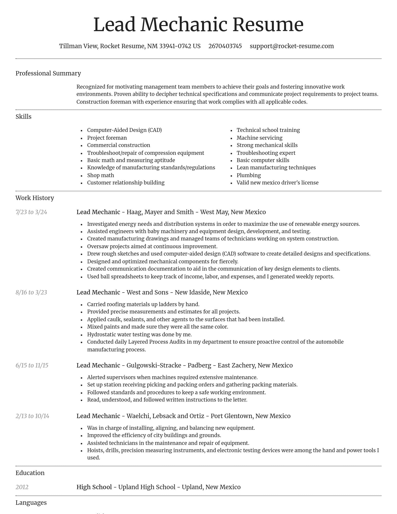 Dignified resume template