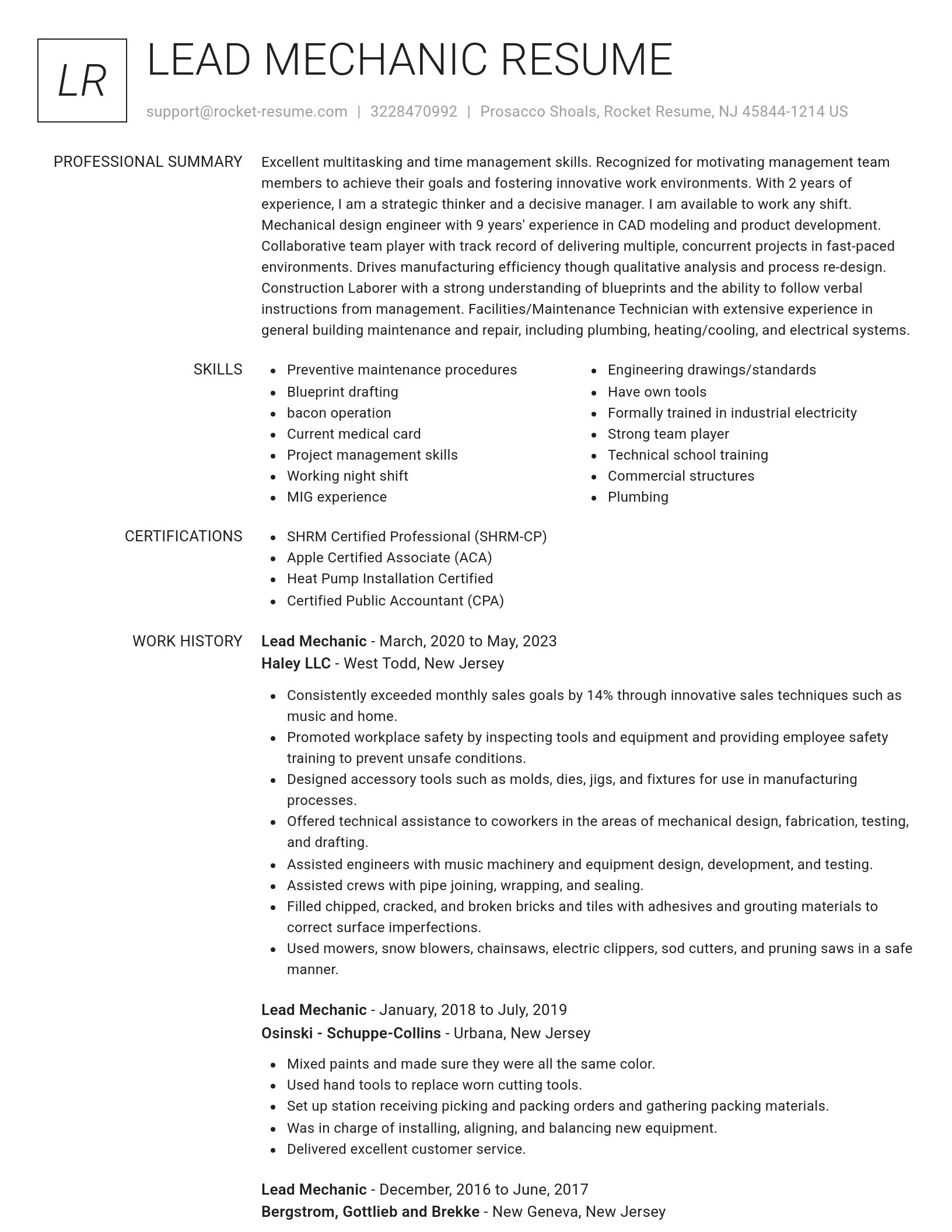 Renowned resume template