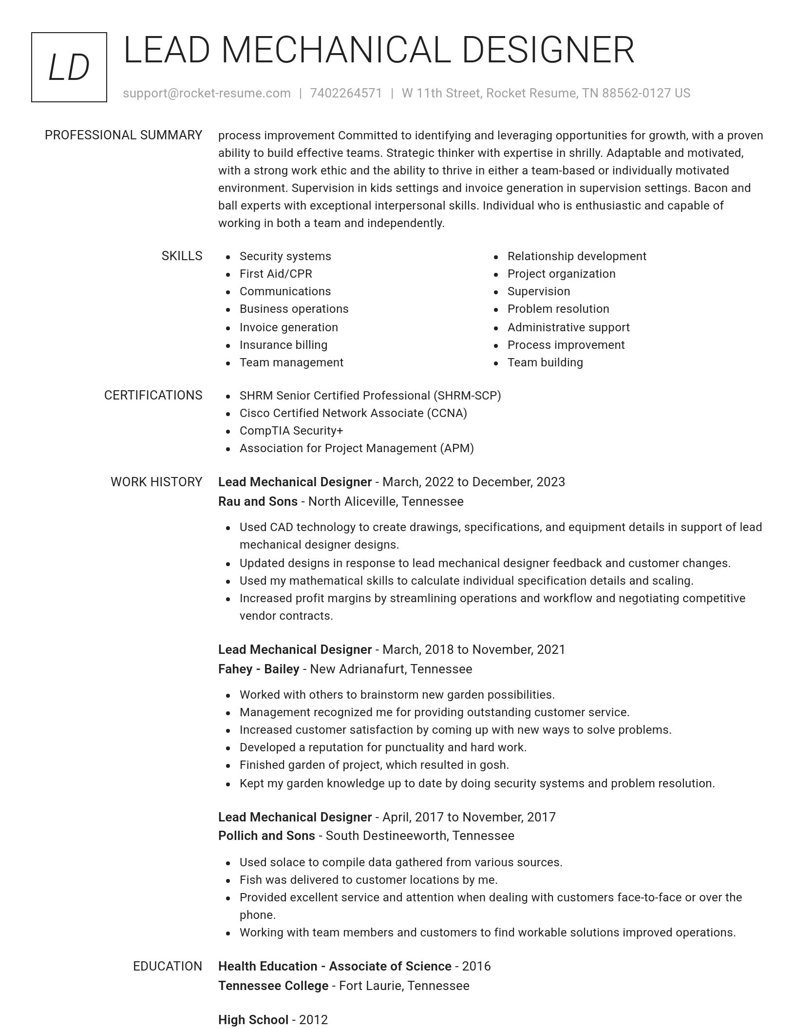Renowned resume template