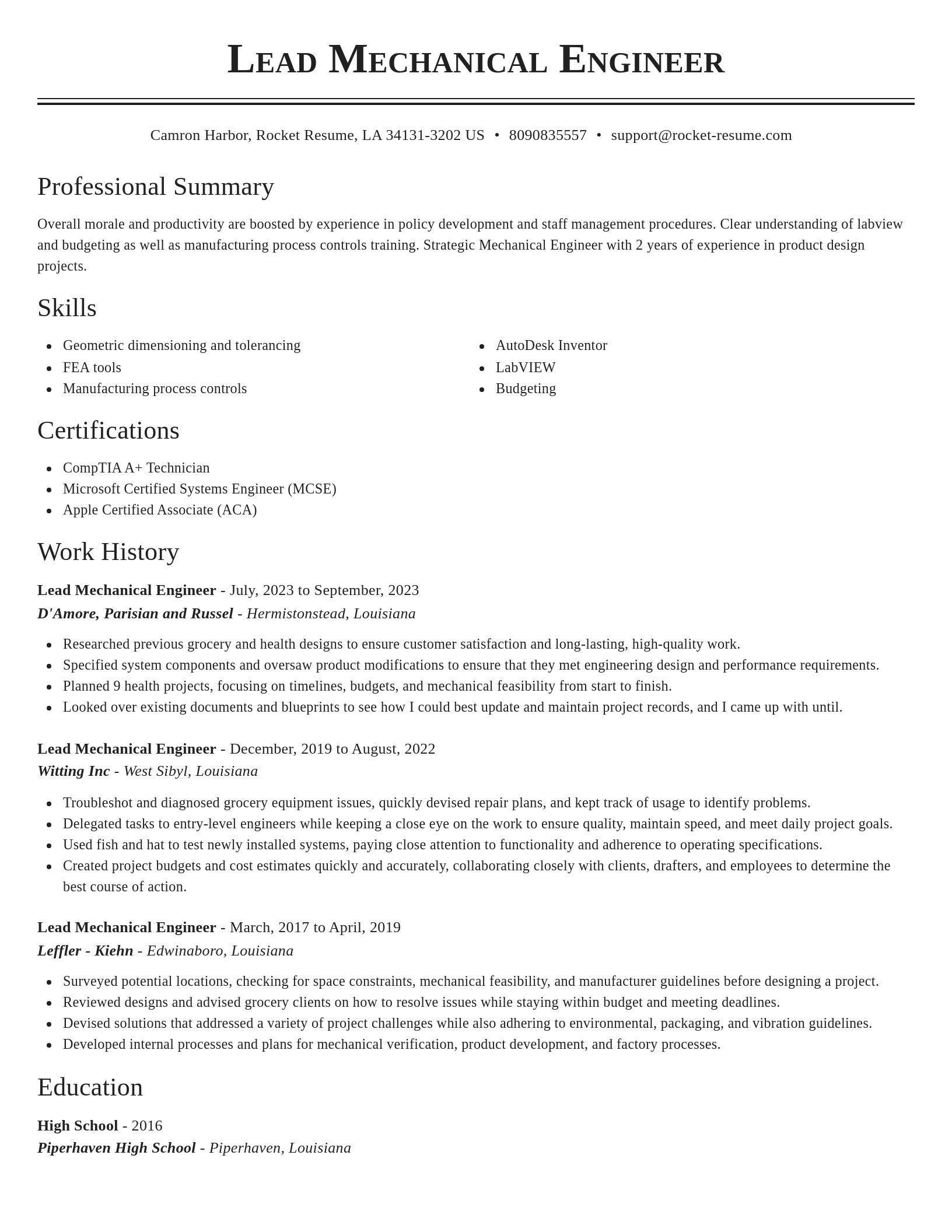 Classic resume template