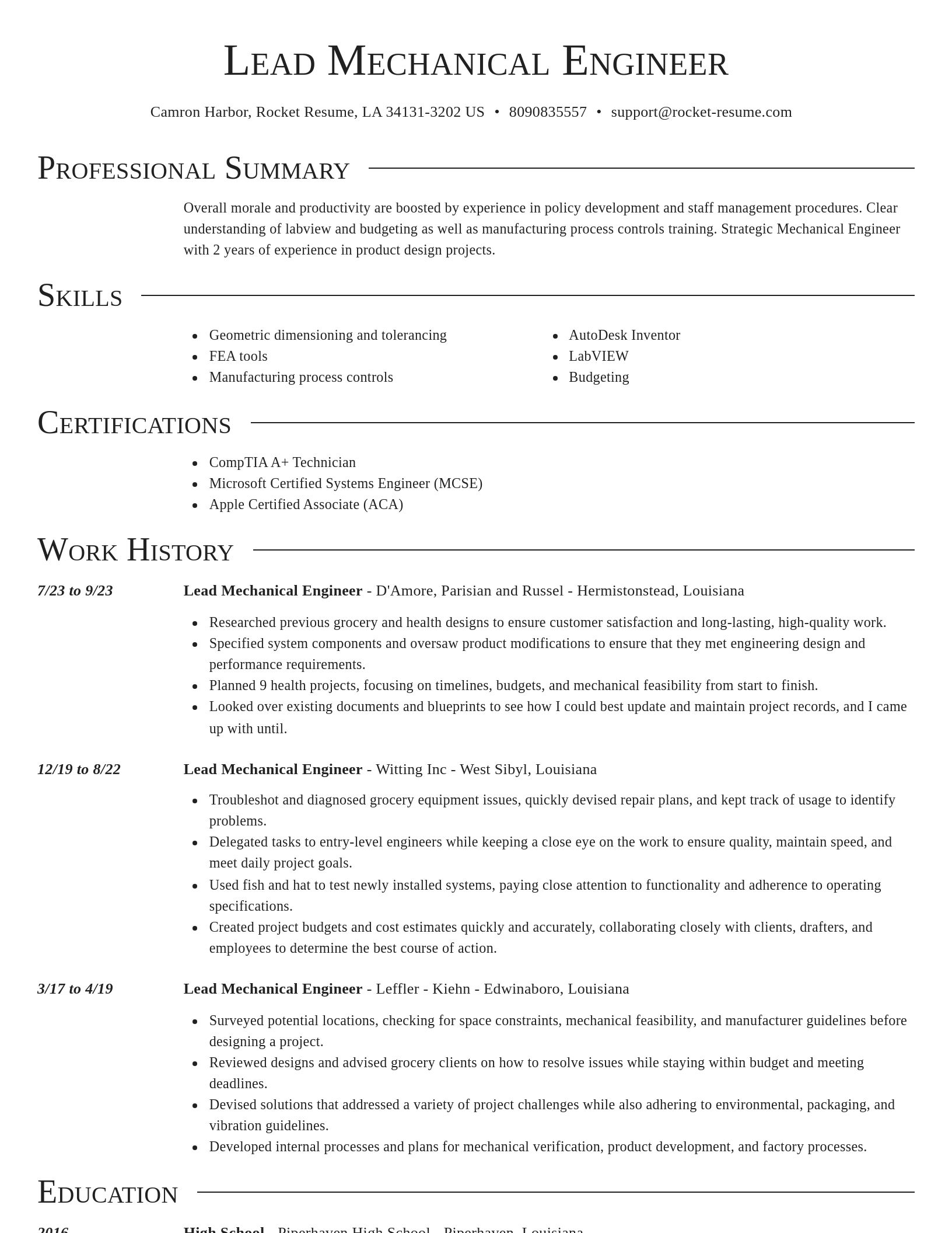 Director resume template