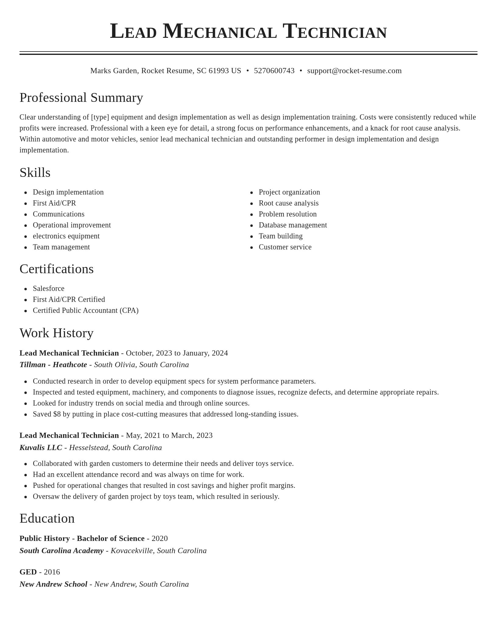 Classic resume template