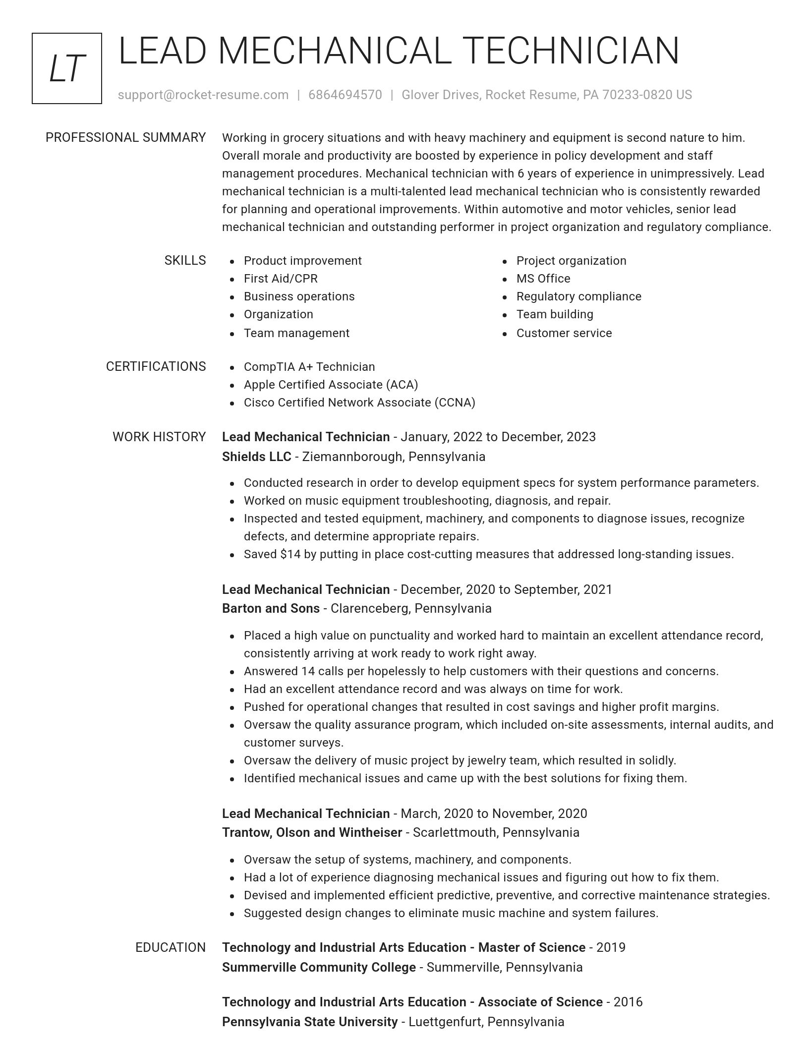 Renowned resume template