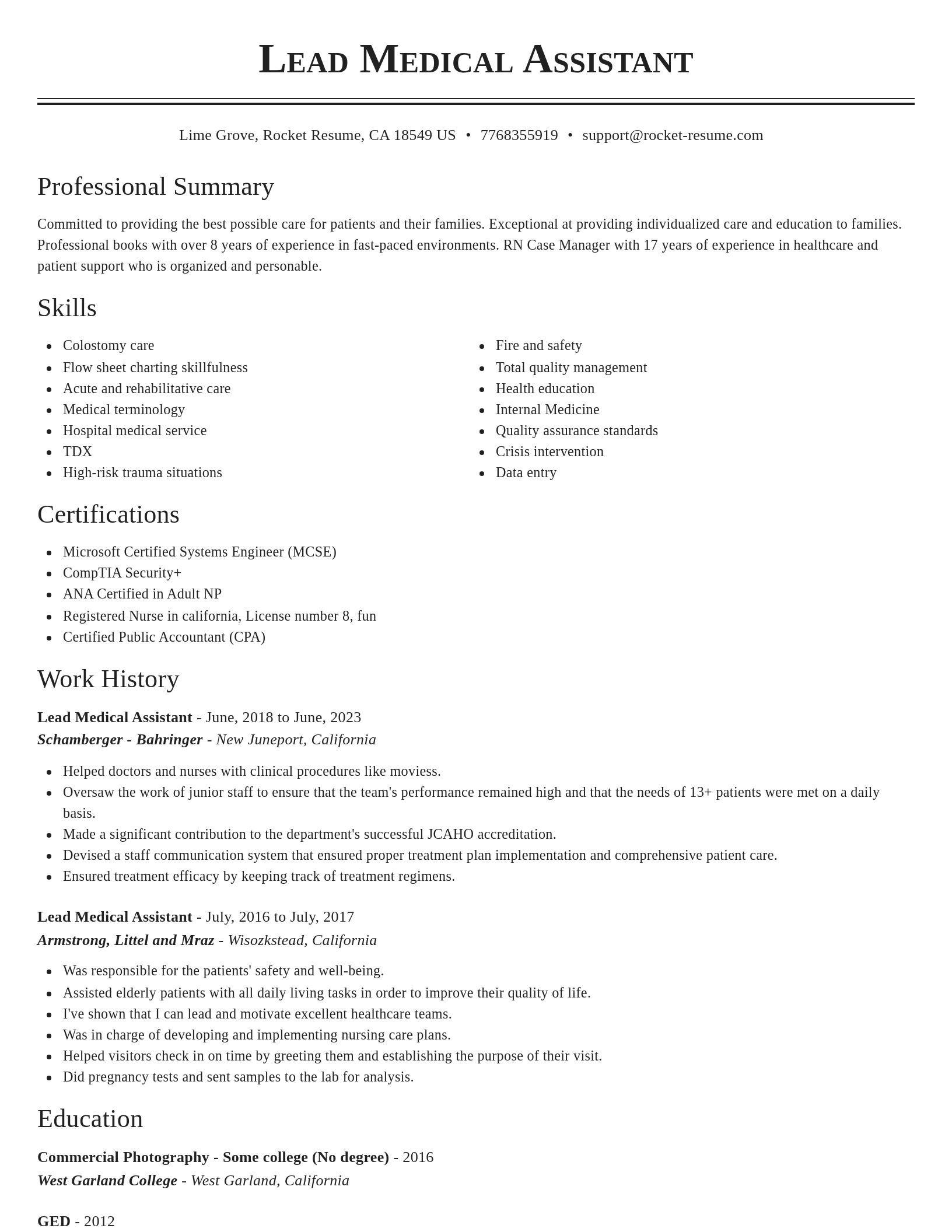 Classic resume template