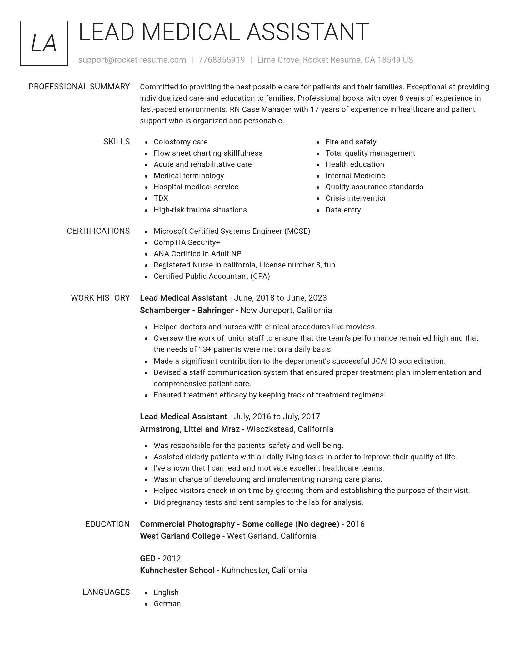 Renowned resume template